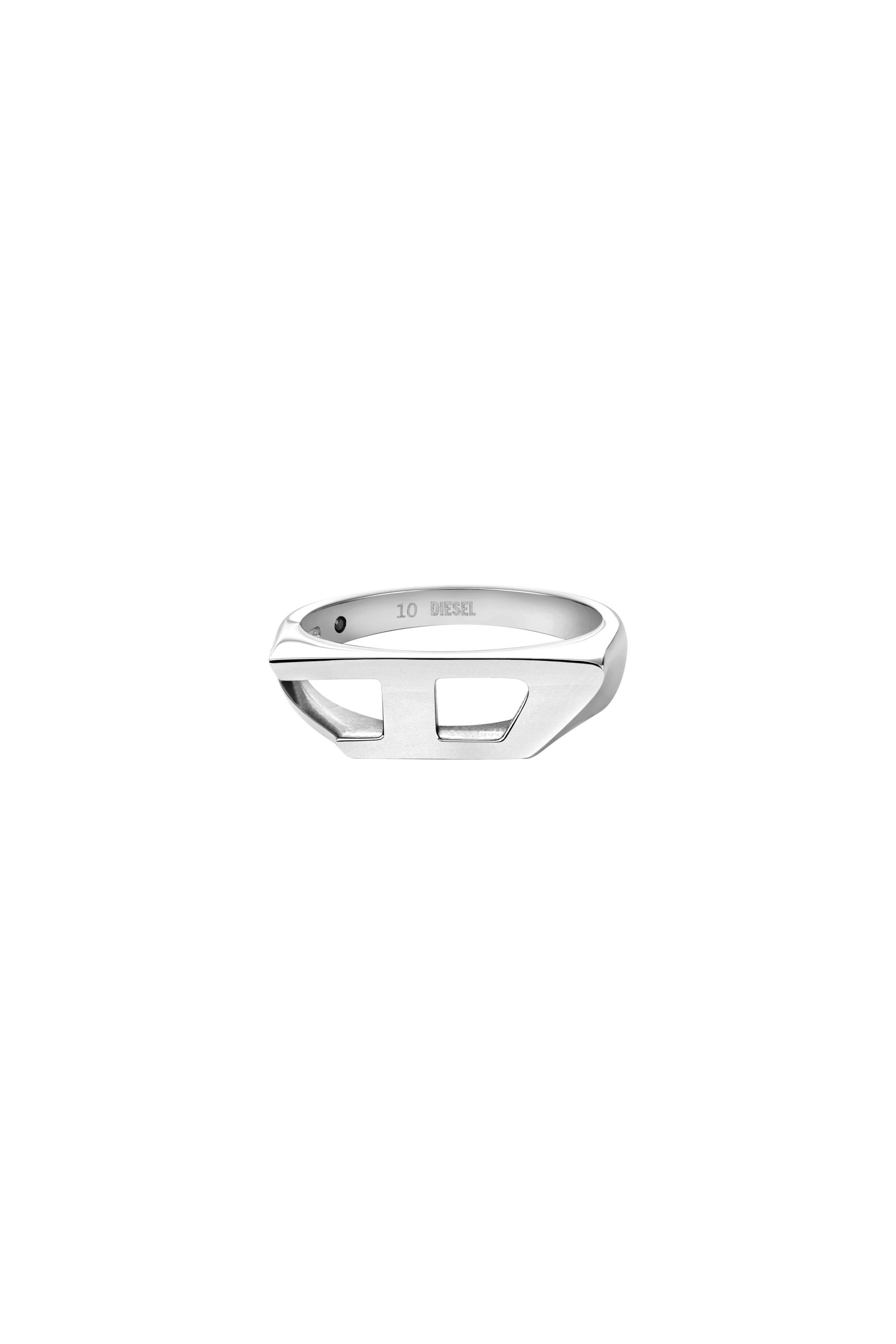 Diesel - DX1638040 JEWELLERY, Anello chevalier in acciaio Unisex in Argento - 2