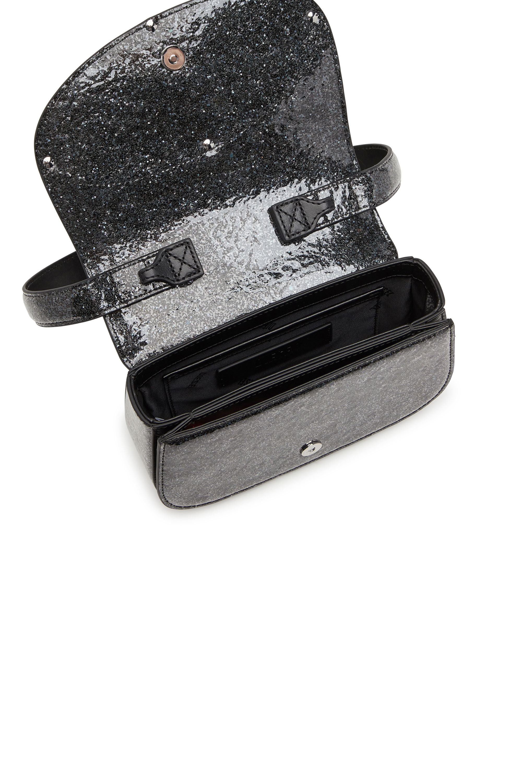 Diesel - 1DR, Woman's 1DR-Iconic shoulder bag with macro glitter in Black - 5