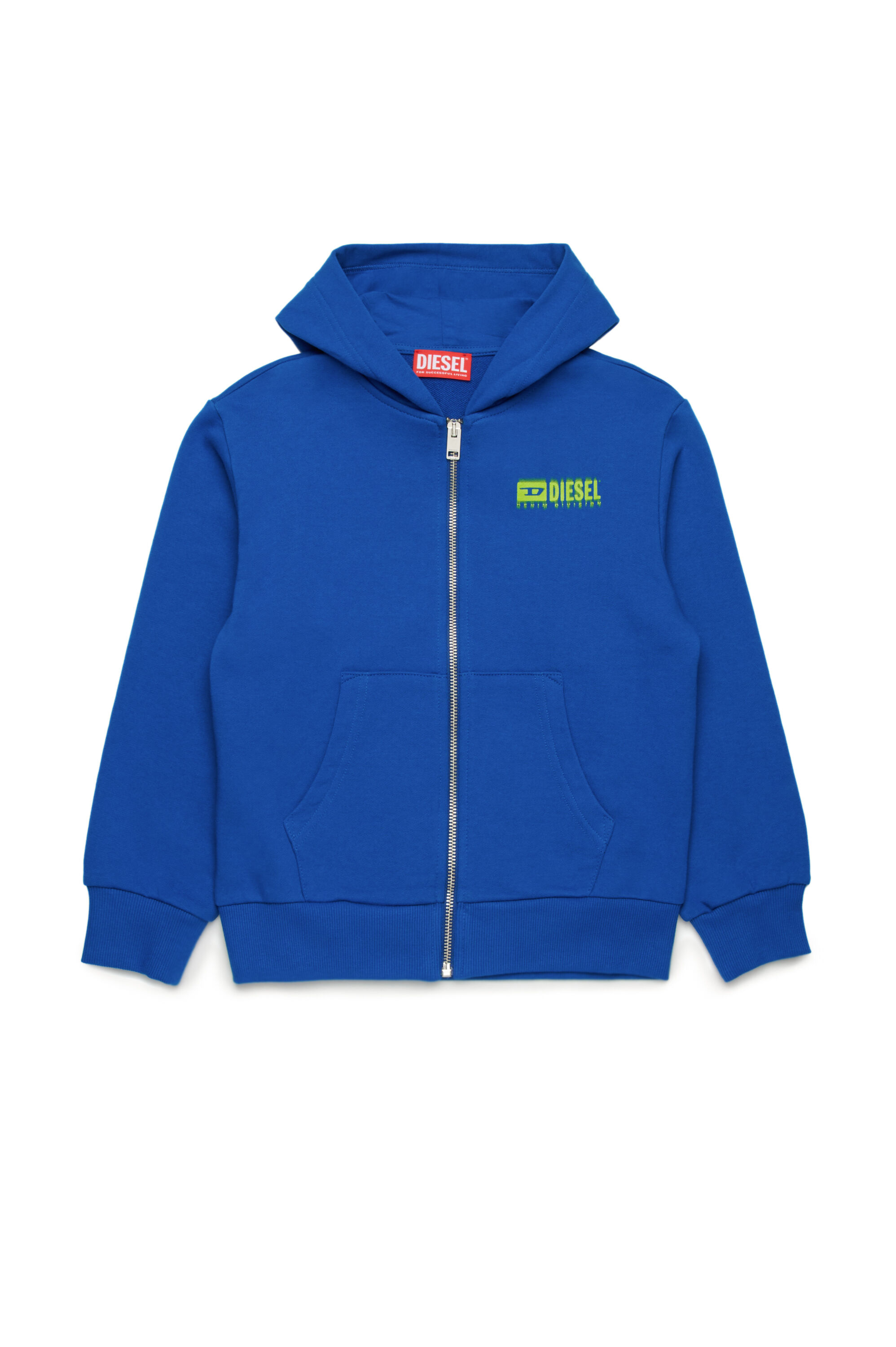 Diesel - SVOUGZIP OVER, Felpa con cappuccio, zip e logo sbavato Uomo in Blu - 1