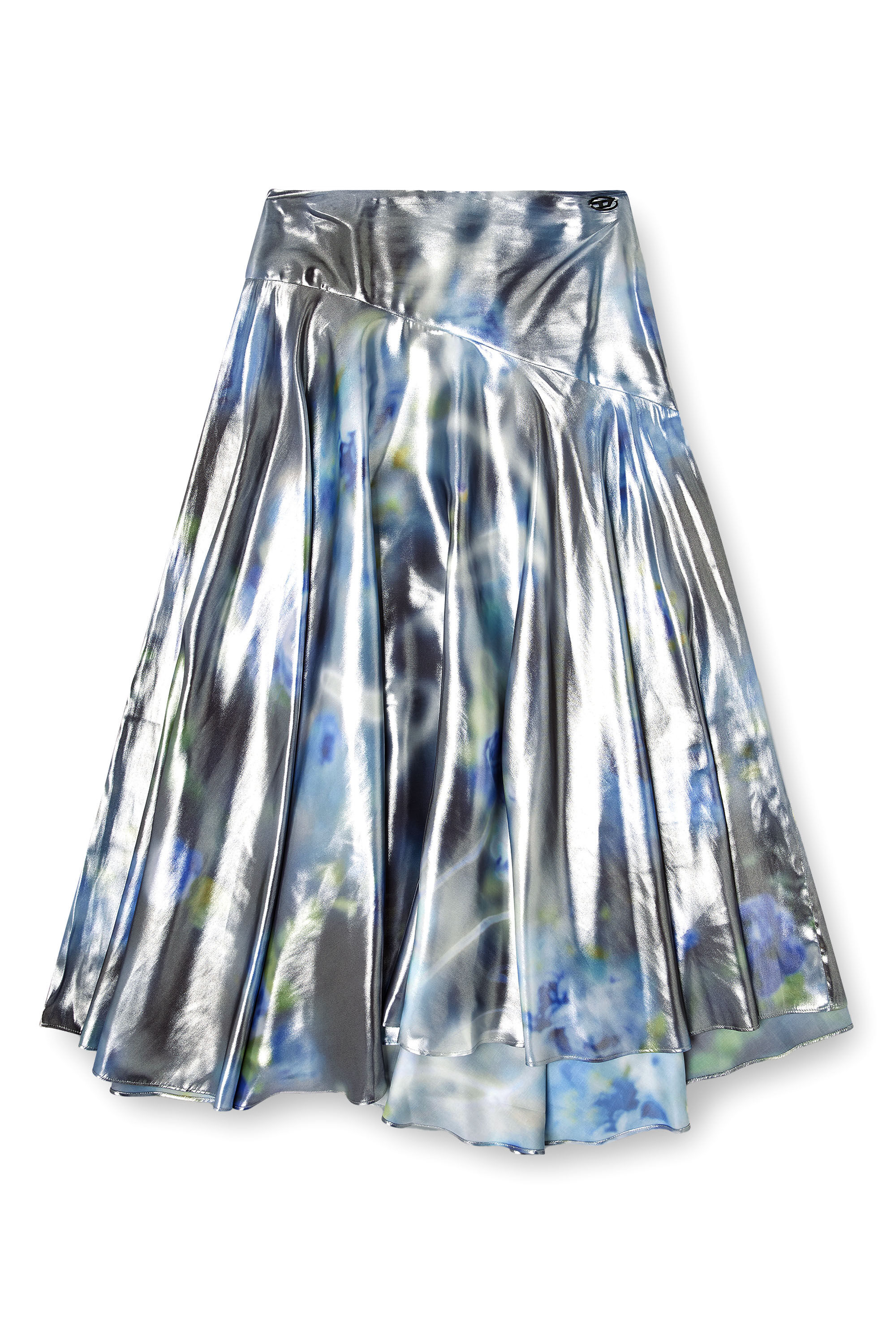 Diesel - O-ZULIE-S2, Camicia effetto metallizzato e rose sfocate Donna in Blu - 2