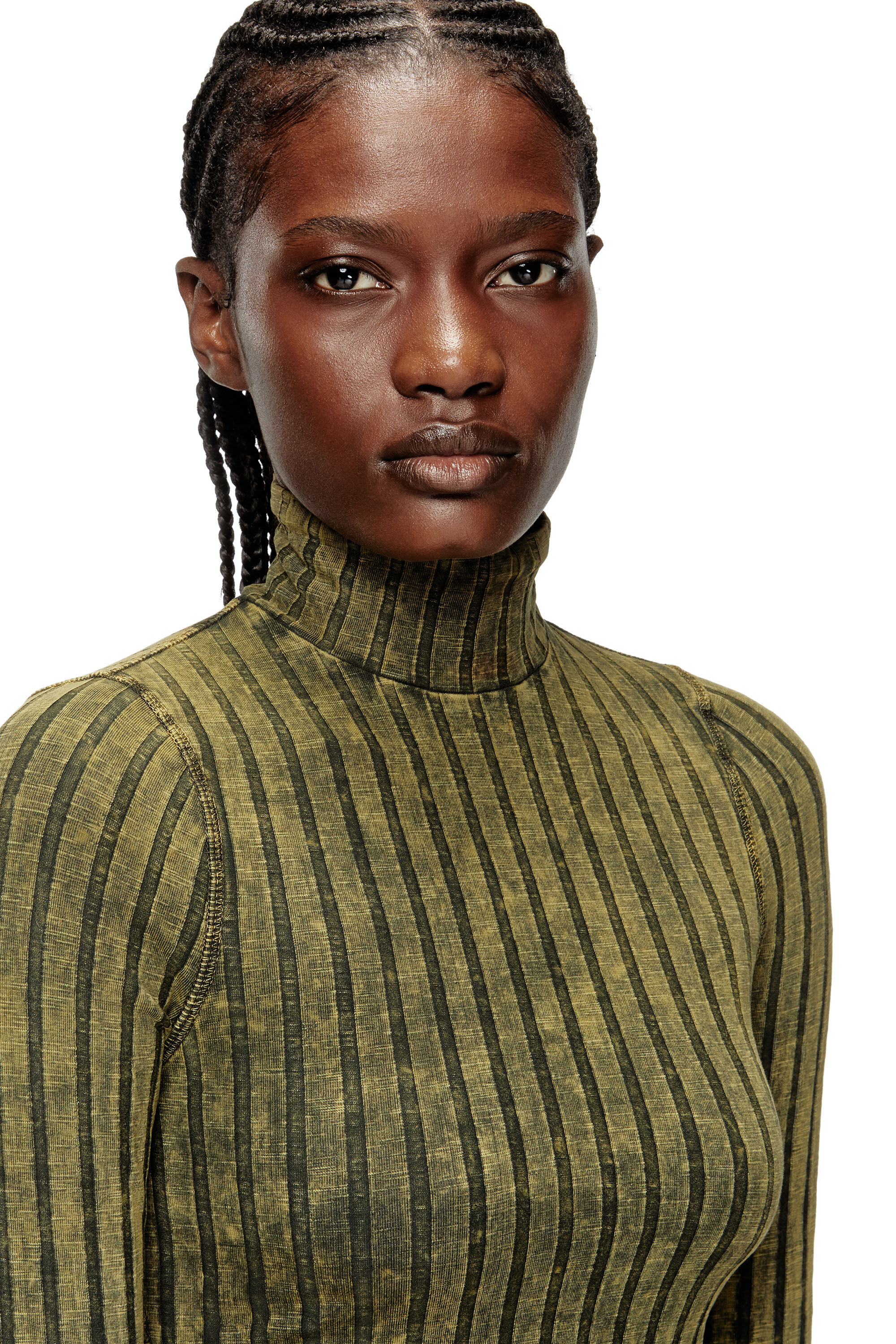 Diesel - T-CLAWA, Maglia in jersey trattato e lavorato a costa ampia Donna in Verde - 5