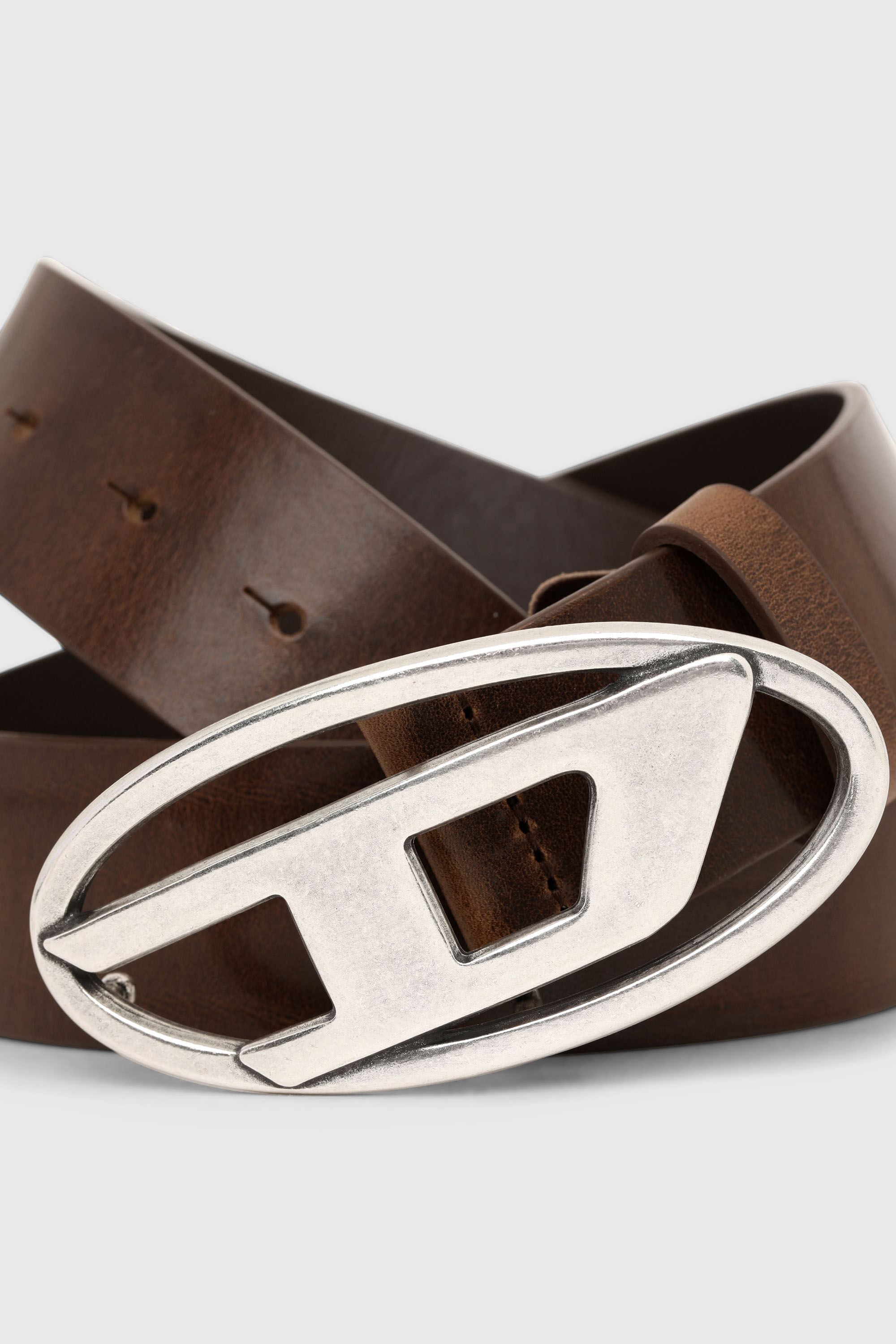 Diesel - B-1DR, Cintura 3.9 cm in pelle con fibbia a D Uomo in Marrone - 3