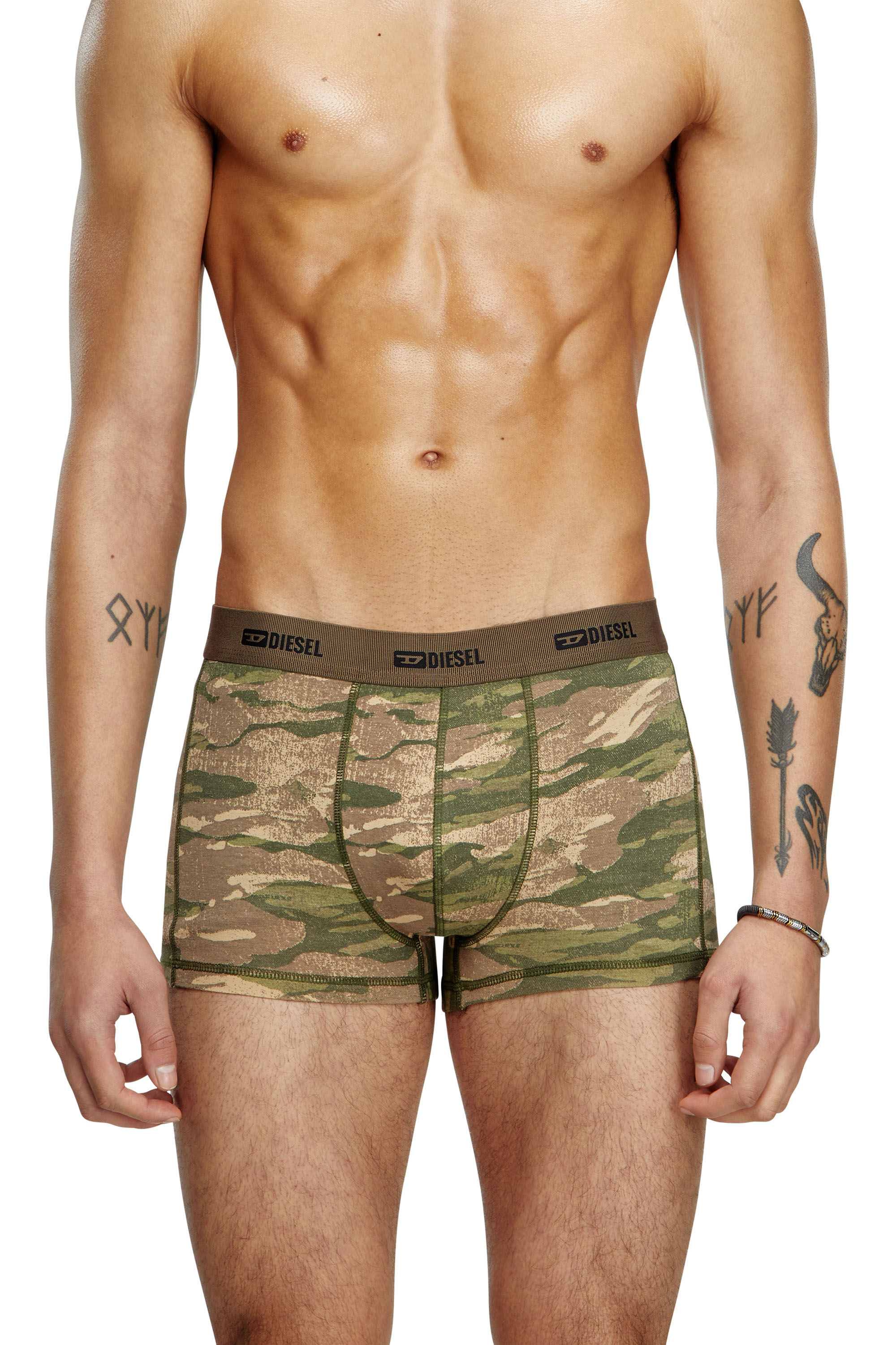Diesel - DAMIEN-UTLT-3PACK, Set di tre boxer a tinta unita e camouflage Uomo in Multicolor - 3