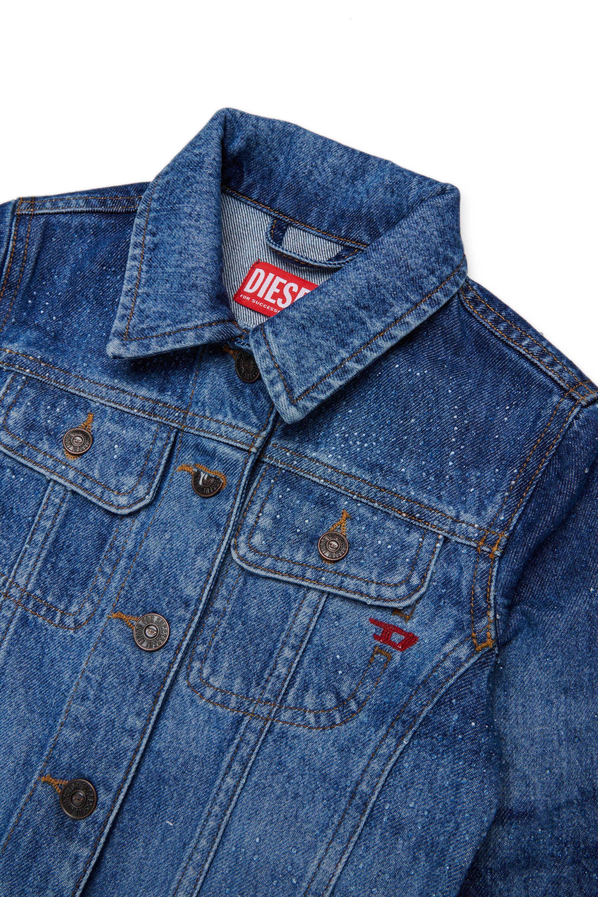 Diesel - JSLIMMY-J, Woman's Trucker jacket in stonewashed denim in Medium blue - 3