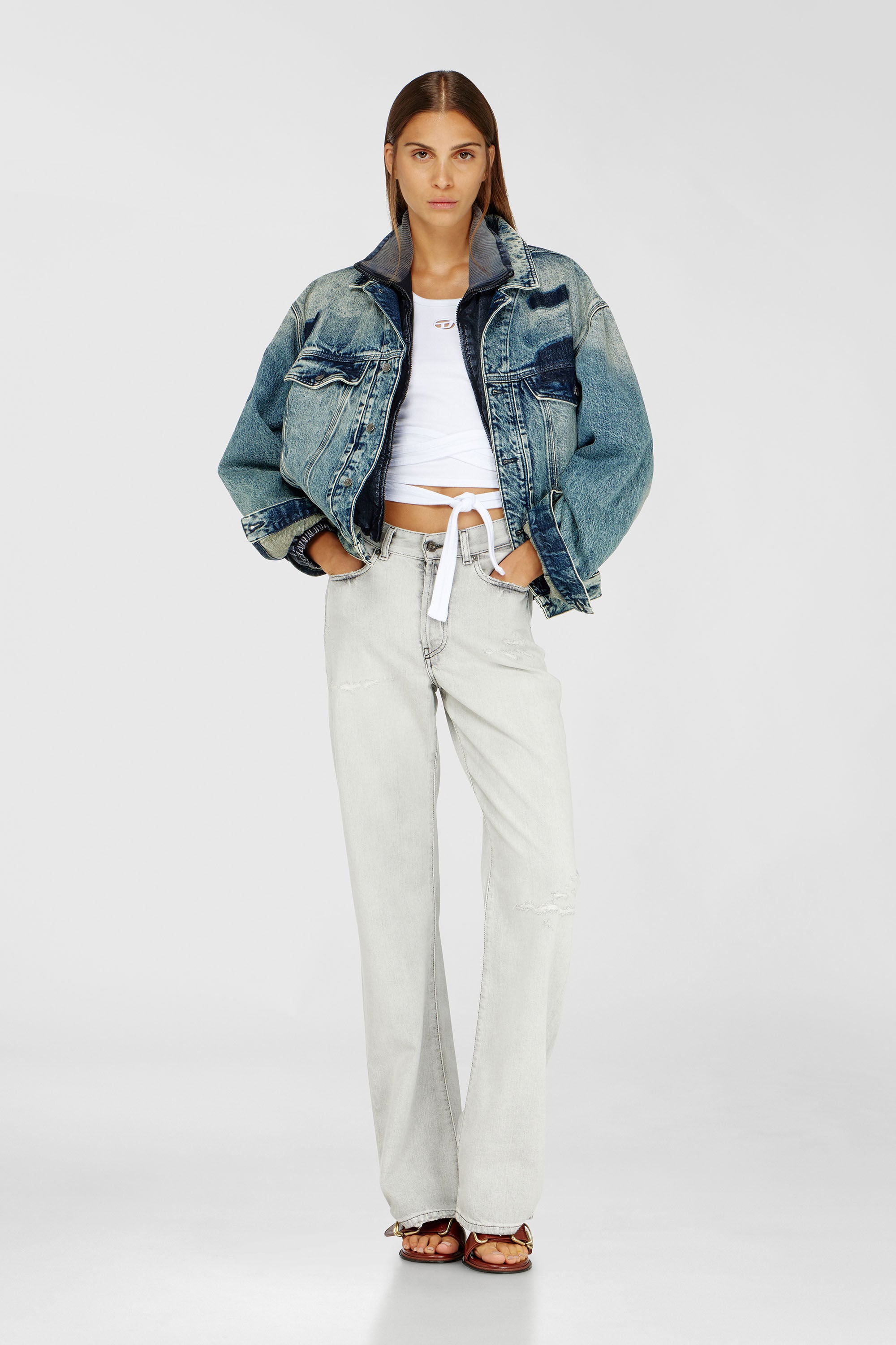 Diesel - T-ANKY-TAIL-S1, Crop top con lacci avvolgenti Donna in Bianco - 1