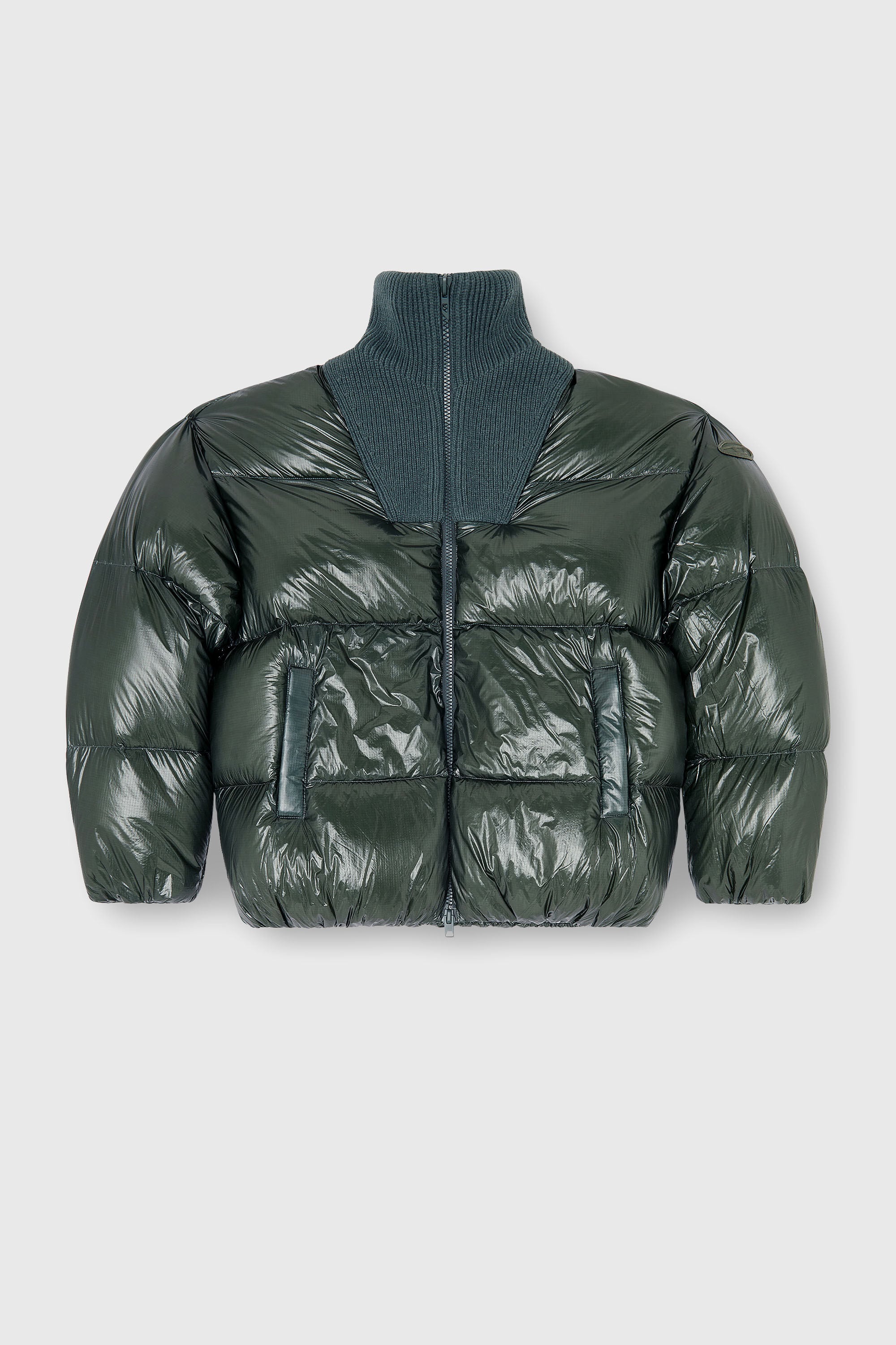 Diesel - W-RIBB, Piumino in ripstop con collo a costine Uomo in Verde - 2