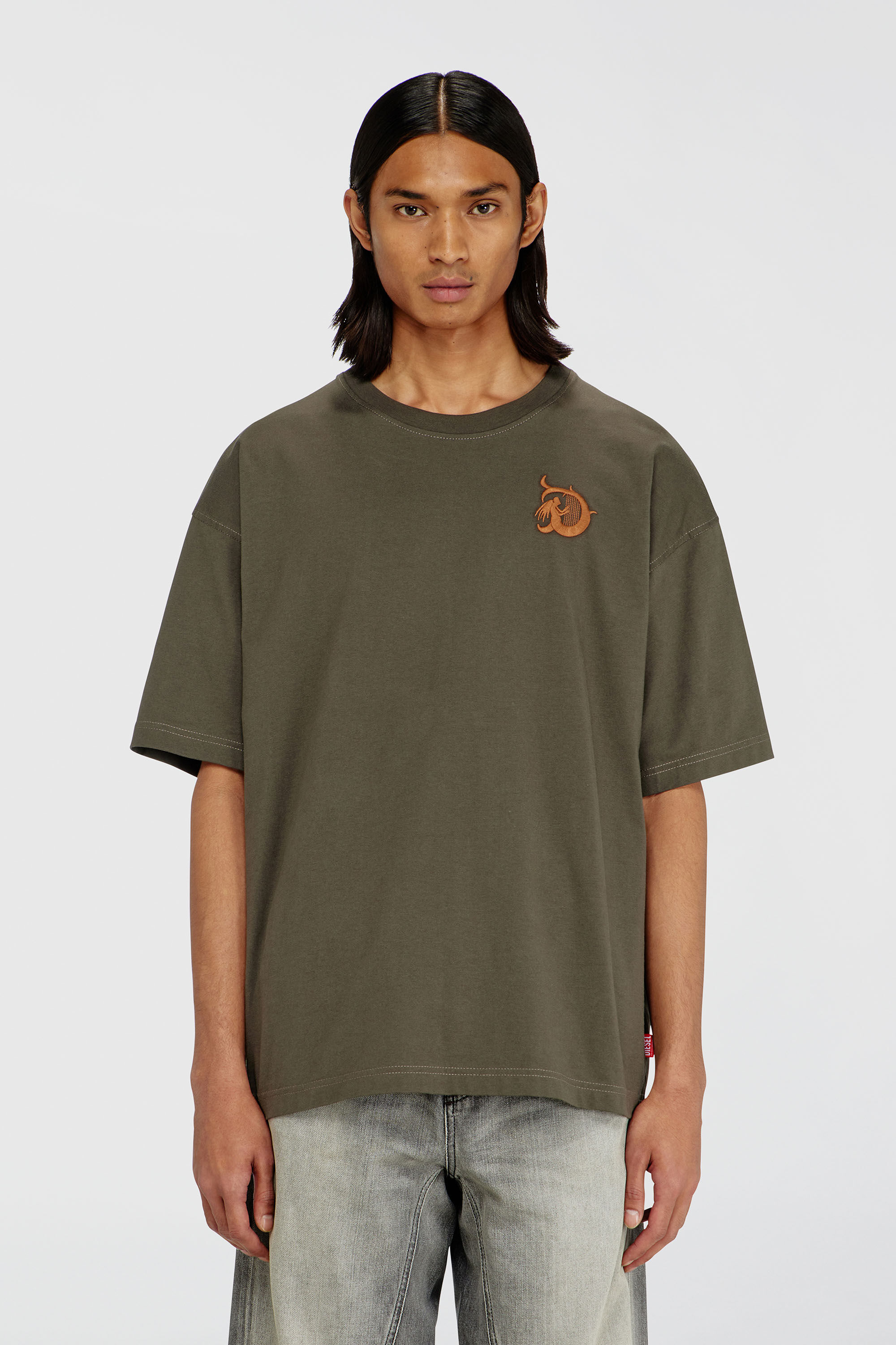 Diesel - T-BOXT-AA11, T-shirt in jersey con stampa flock Uomo in Verde - 3
