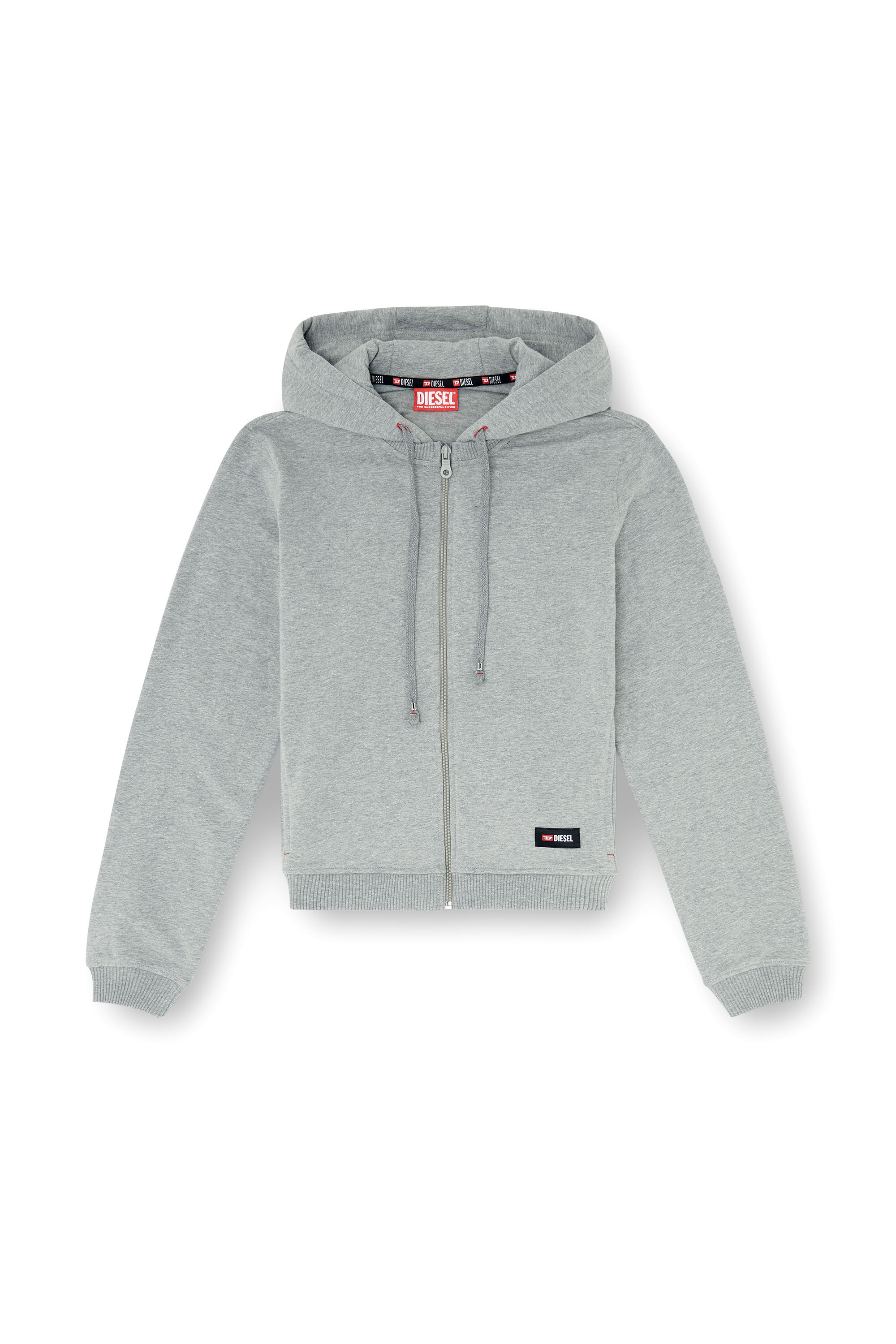 Diesel - HARRIET-D-CORE, Felpa con cappuccio in misto cotone smerigliato Donna in Grigio - 2