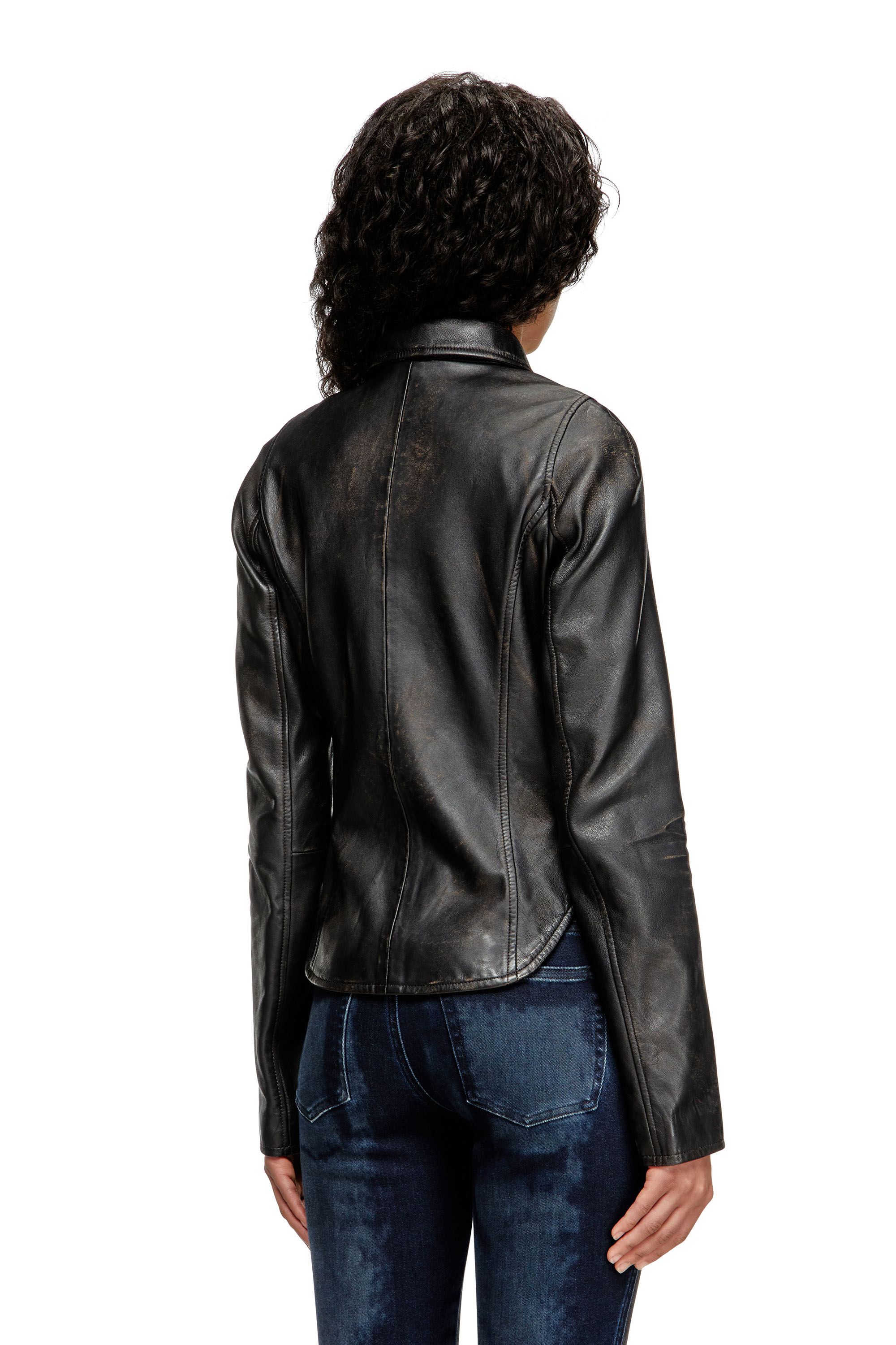 Diesel - L-EGRAD, Giacca in pelle distressed Donna in Nero - 4