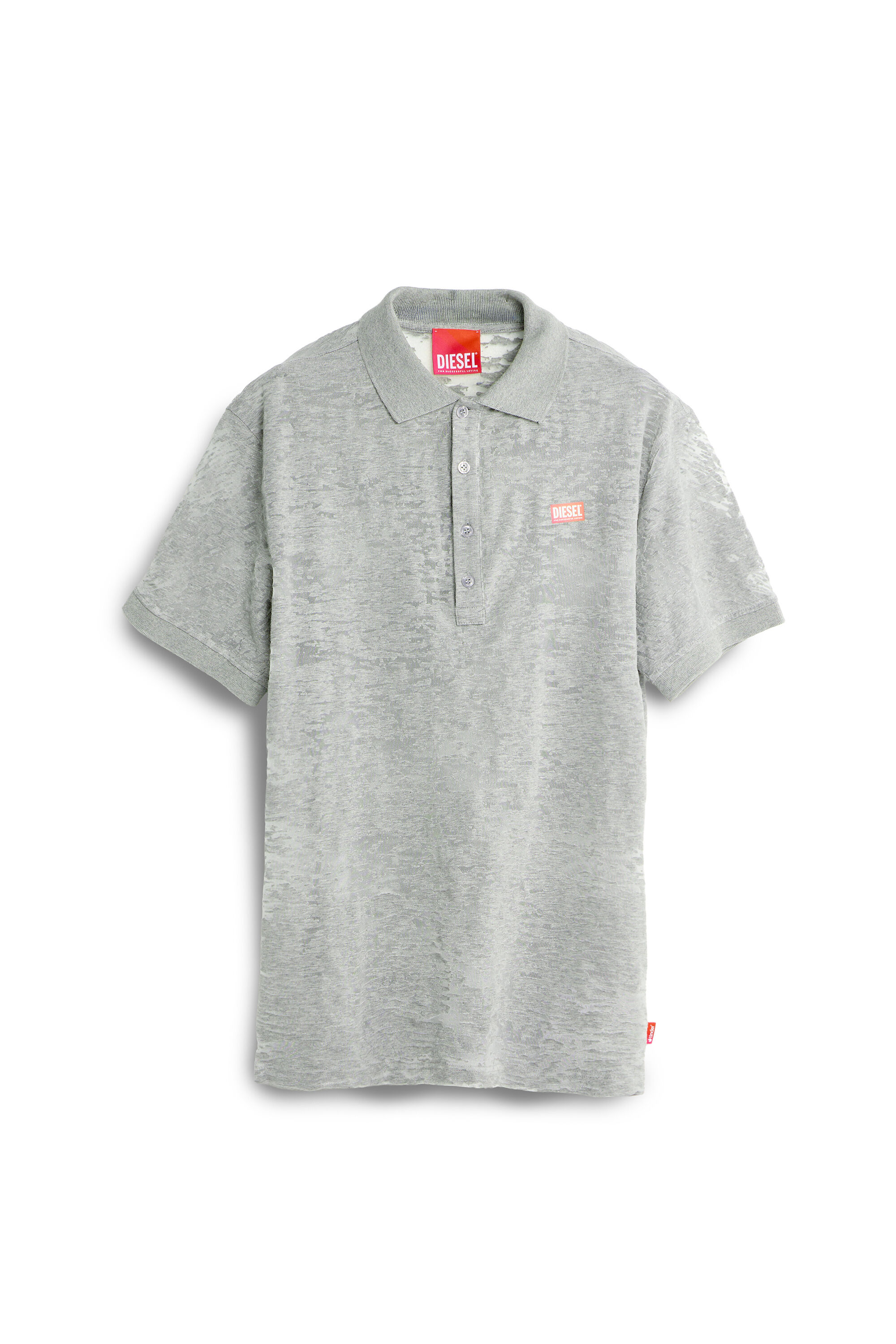 Diesel - PR-T-REJUST, Polo in jersey all-over devor&eacute; Uomo in Grigio - 2