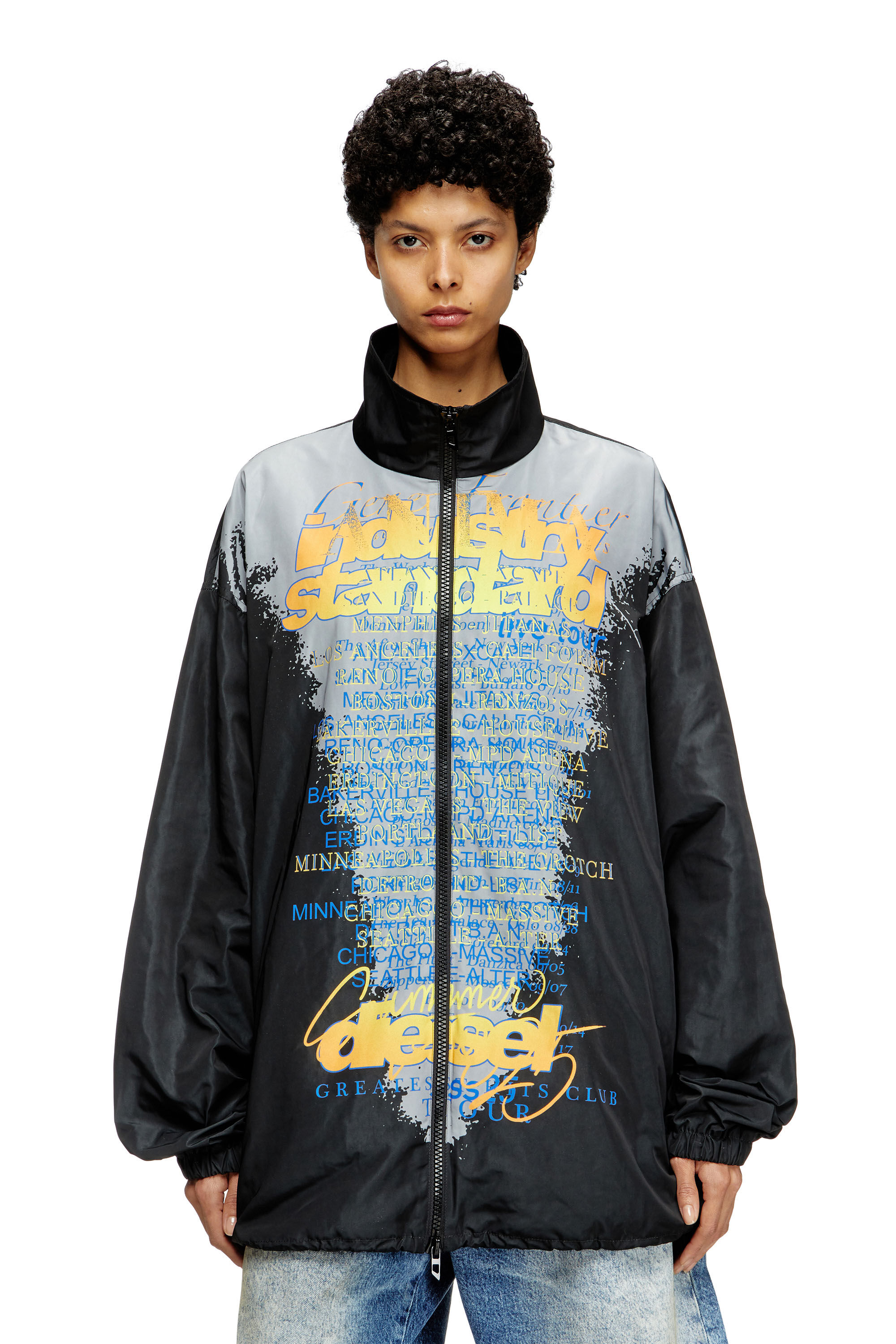Diesel - J-ERIK, Giacca leggera con stampa DJ Unisex in Nero - 6