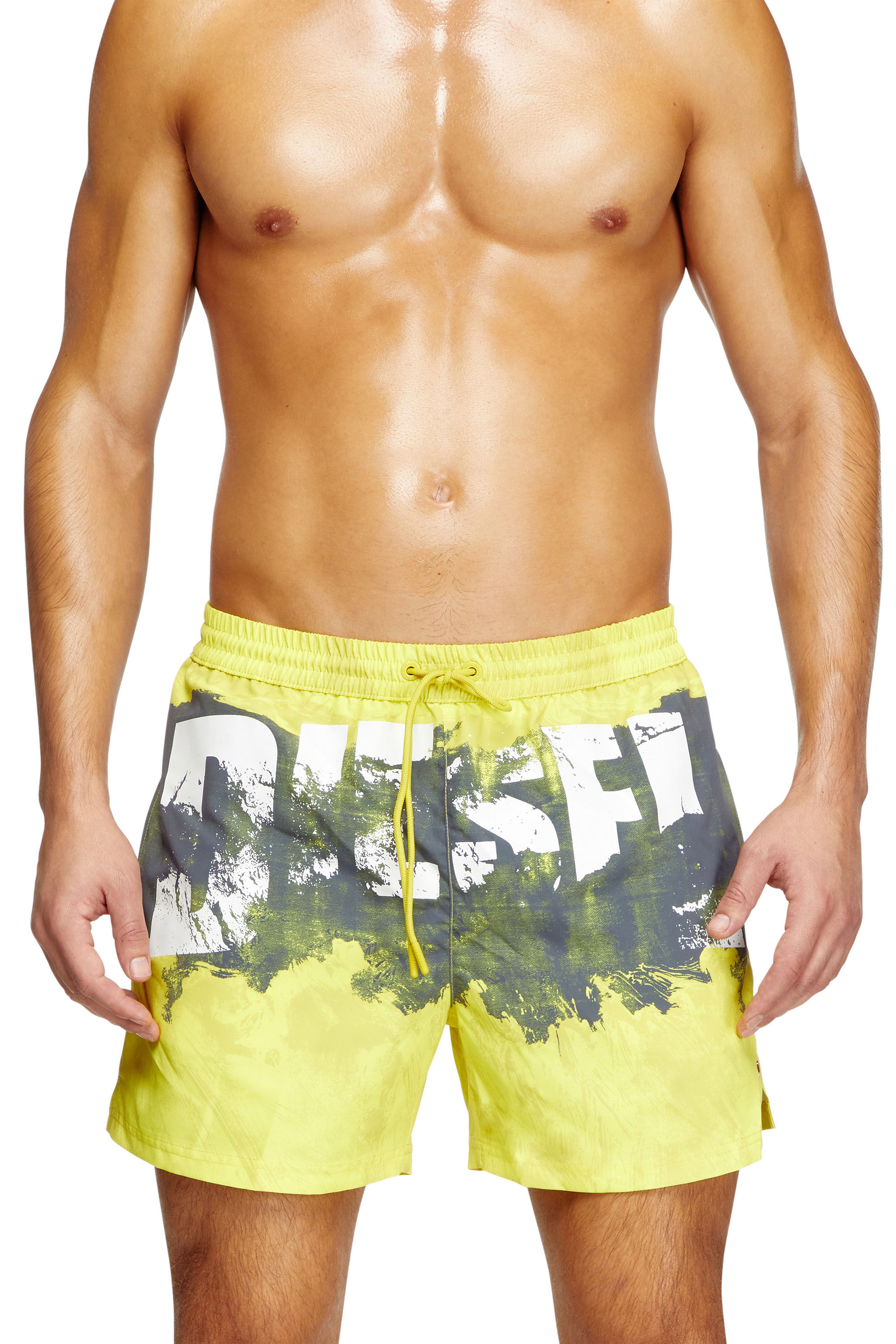 Diesel - KEN-37-D-POP, Pantaloncini da mare con stampa grafica Uomo in Giallo - 1