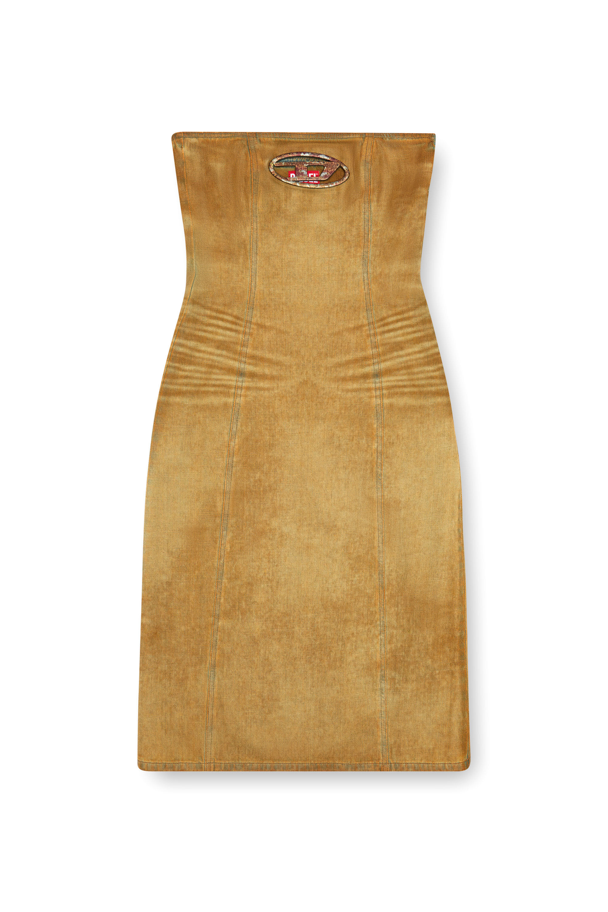 Diesel - DE-VILDRESS-FSF, Abito midi in denim con logo arrugginito Donna in Marrone - 2