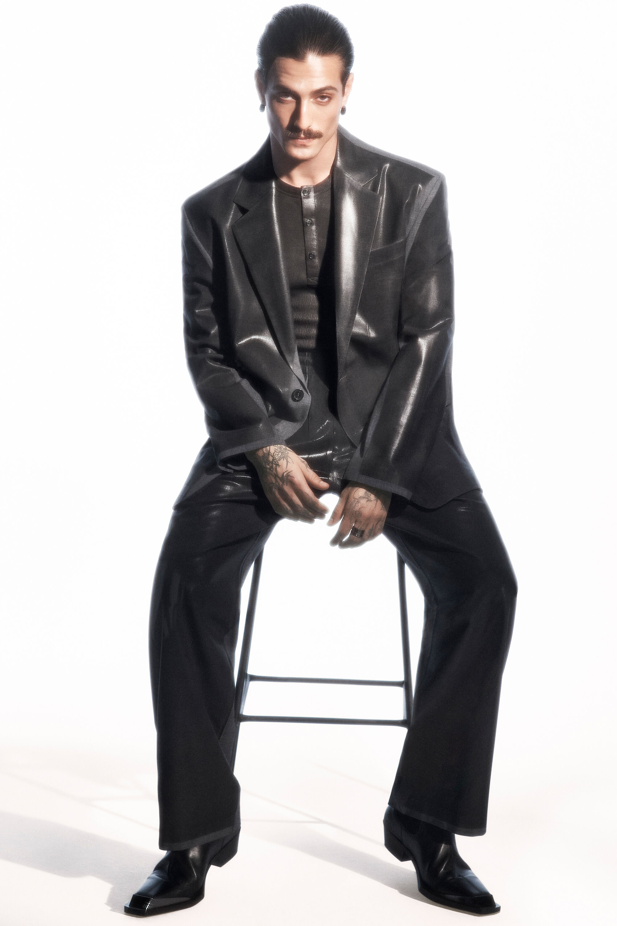 Diesel - J-OVER-DD, Blazer oversize con coating Unisex in Nero - 6