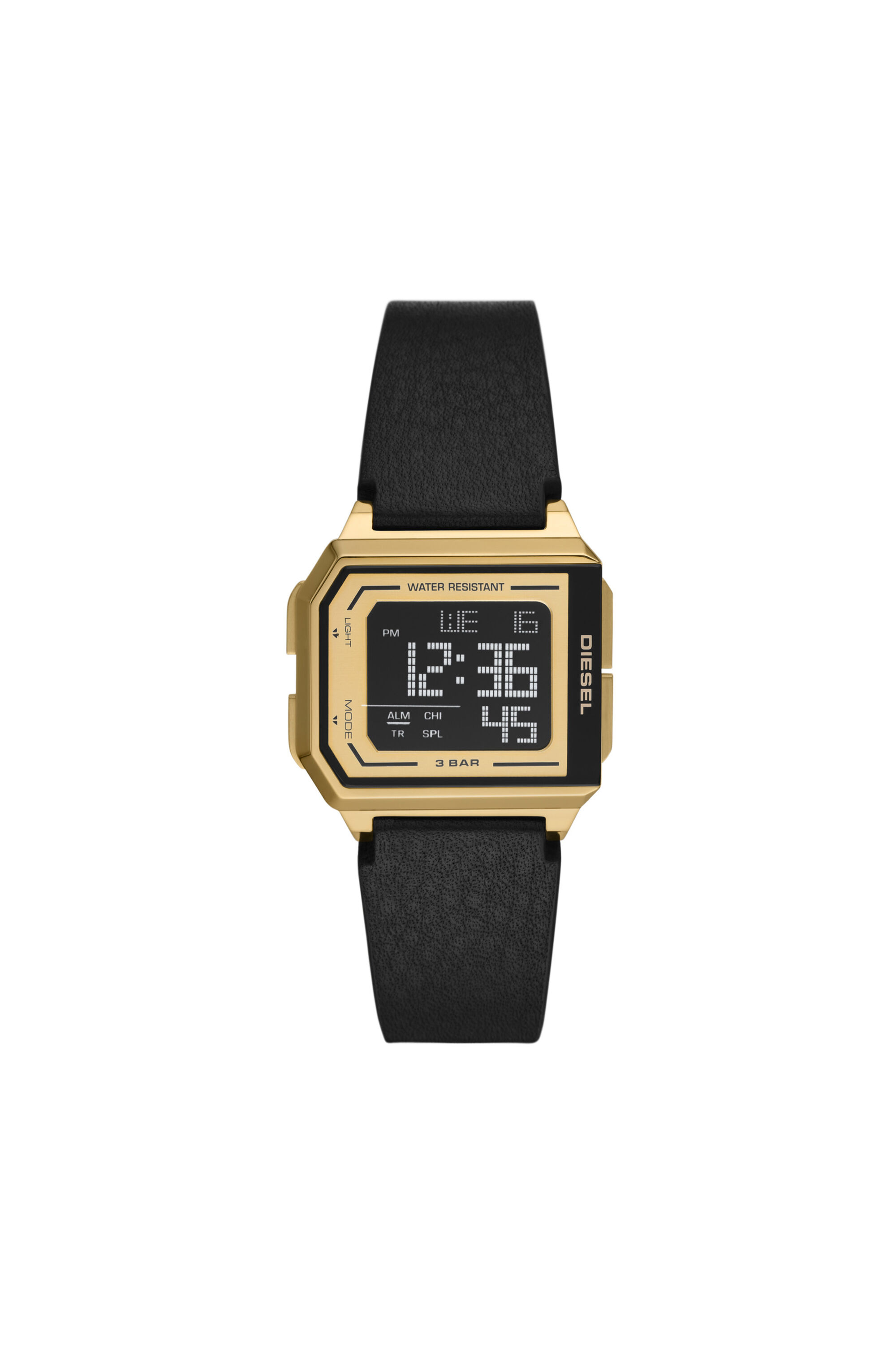 DZ1996 Orologio digitale Chopped in pelle nera Diesel