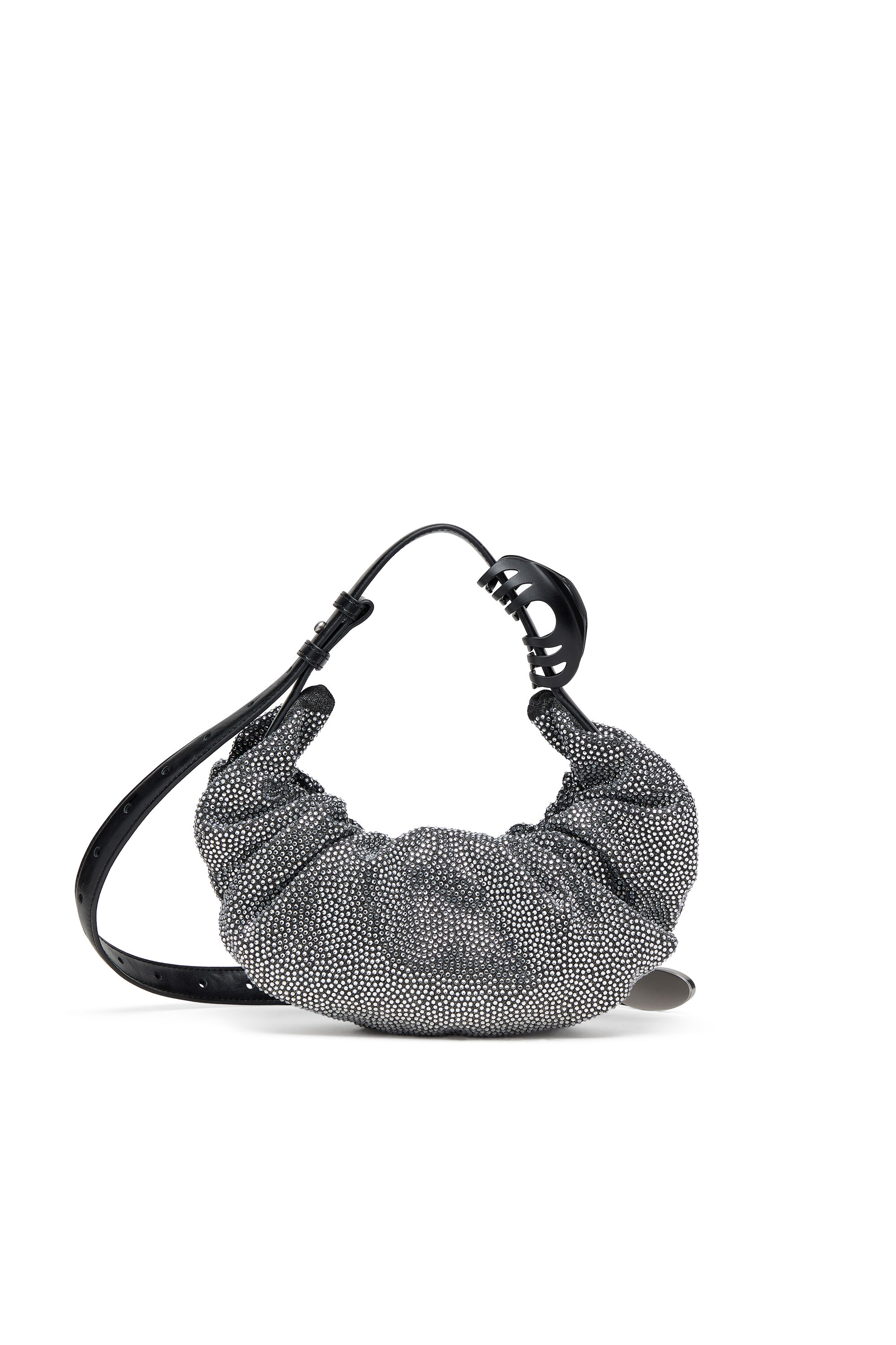 Diesel - GRAB-D HOBO S, Grab-D S-Borsa hobo piccola in denim scrunched con cristalli Donna in Nero - 2