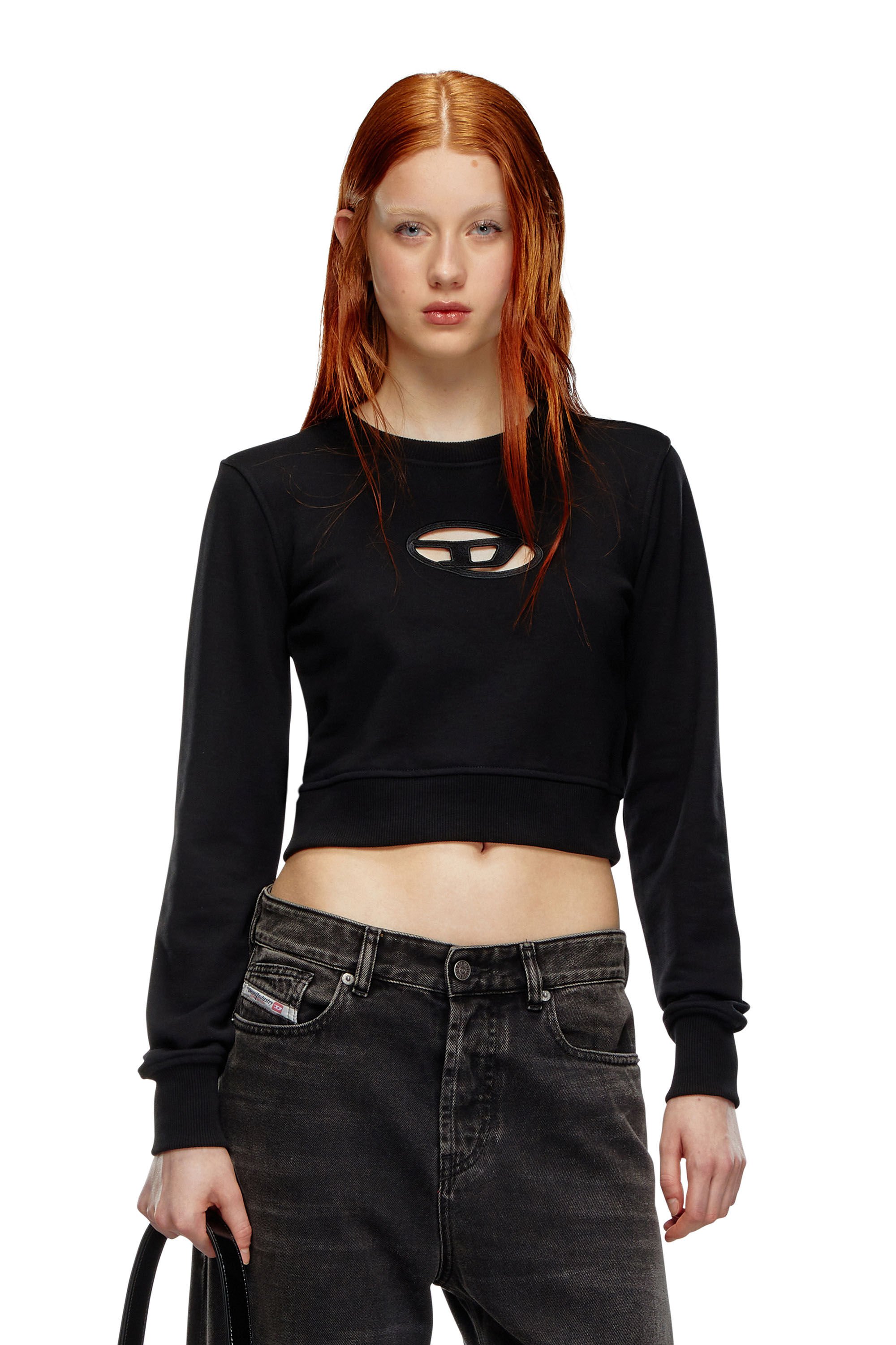 Felpa corta con logo cut out Donna Nero Diesel
