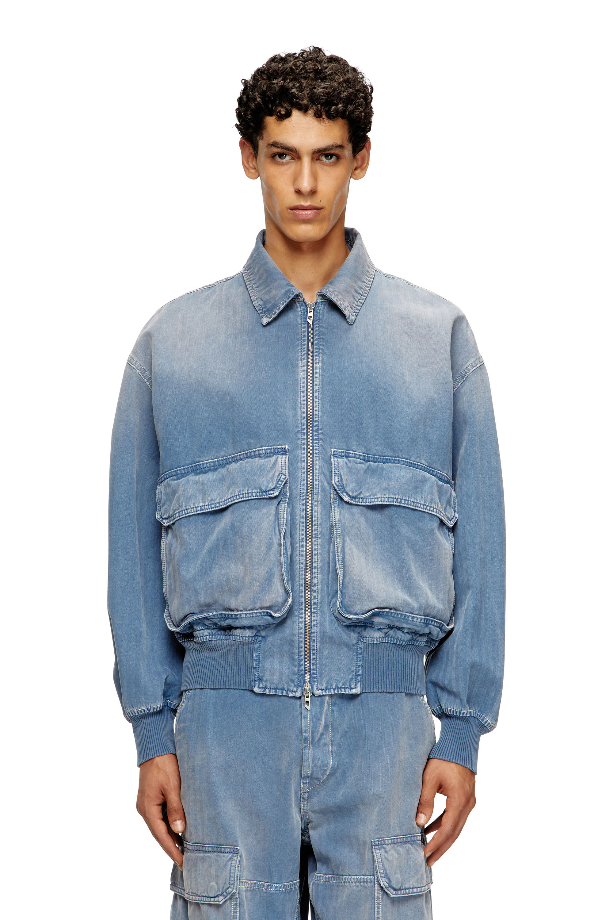 Diesel - D-KURZ, Giacca in denim colorato herringbone Unisex in Blu - 3