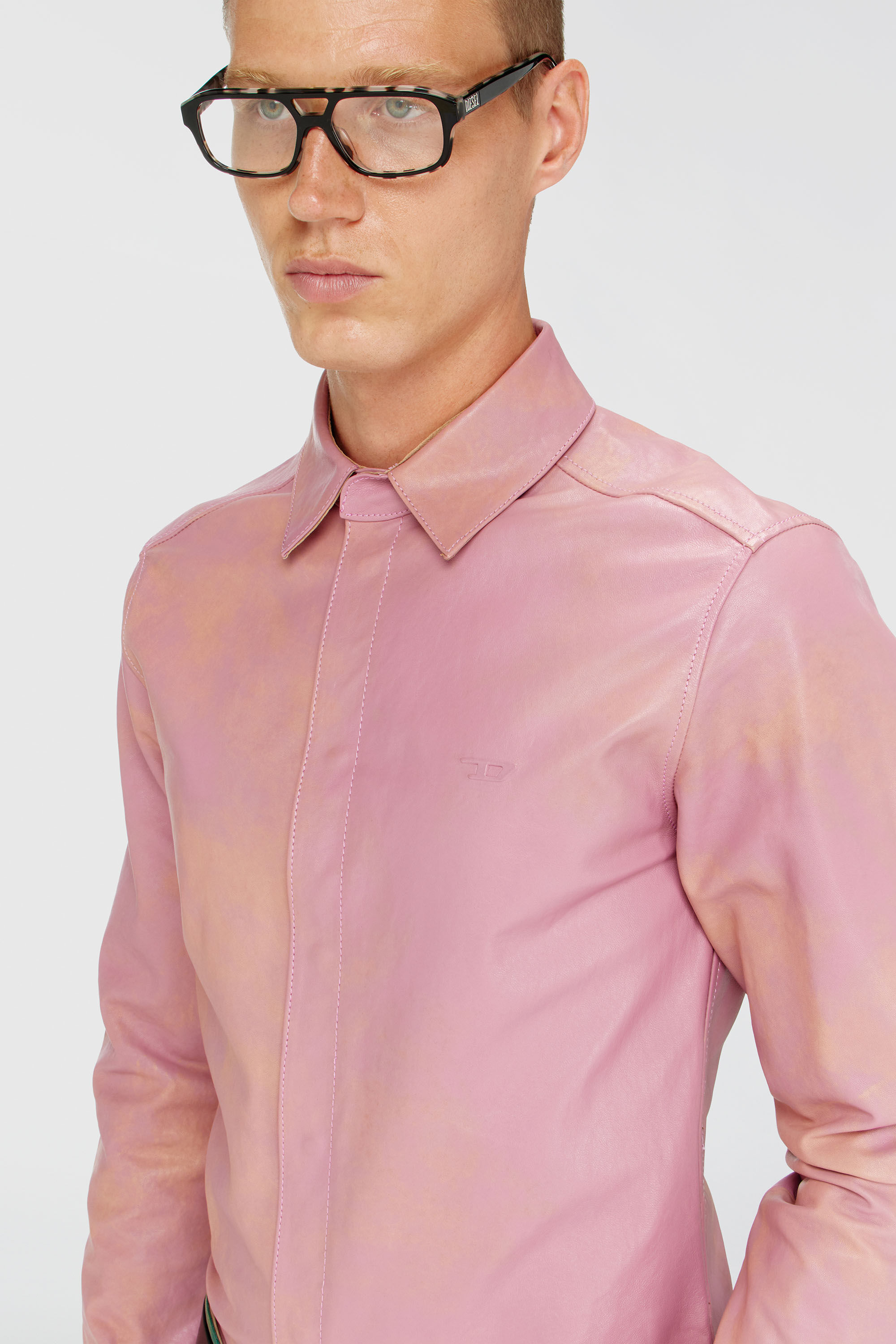 Diesel - S-CIRT, Camicia in pelle lavorata Uomo in Rosa - 5