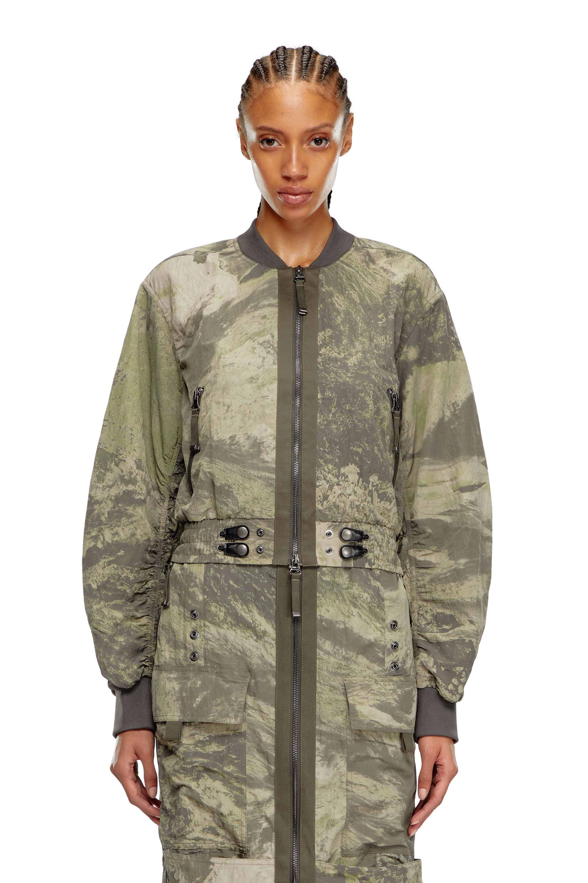 Bomber in nylon leggero Donna Verde Diesel
