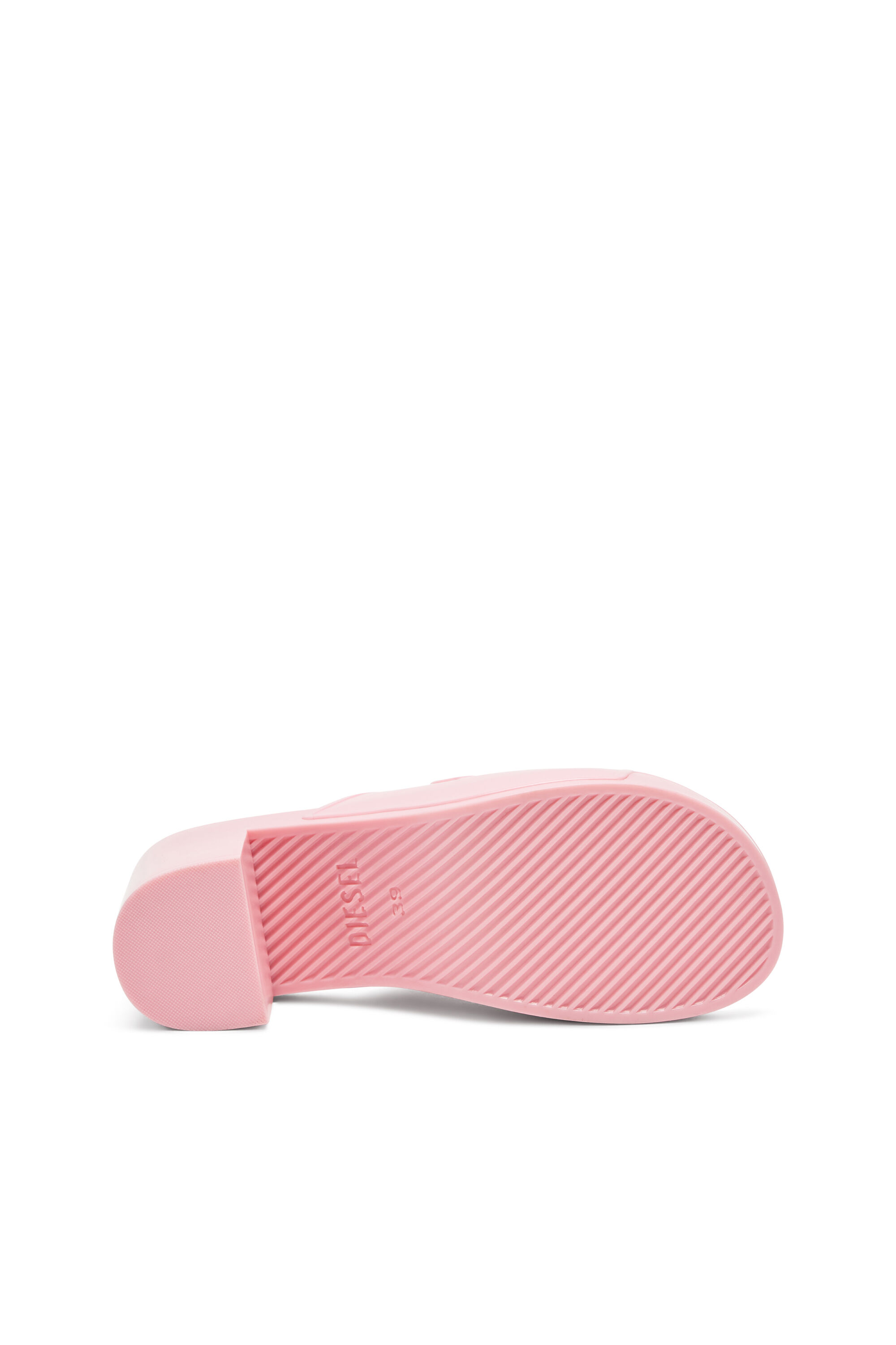 Diesel - SA-BONNIE, Sa-Bonnie-Slide in gomma con tacco e logo cut-out Donna in Rosa - 5