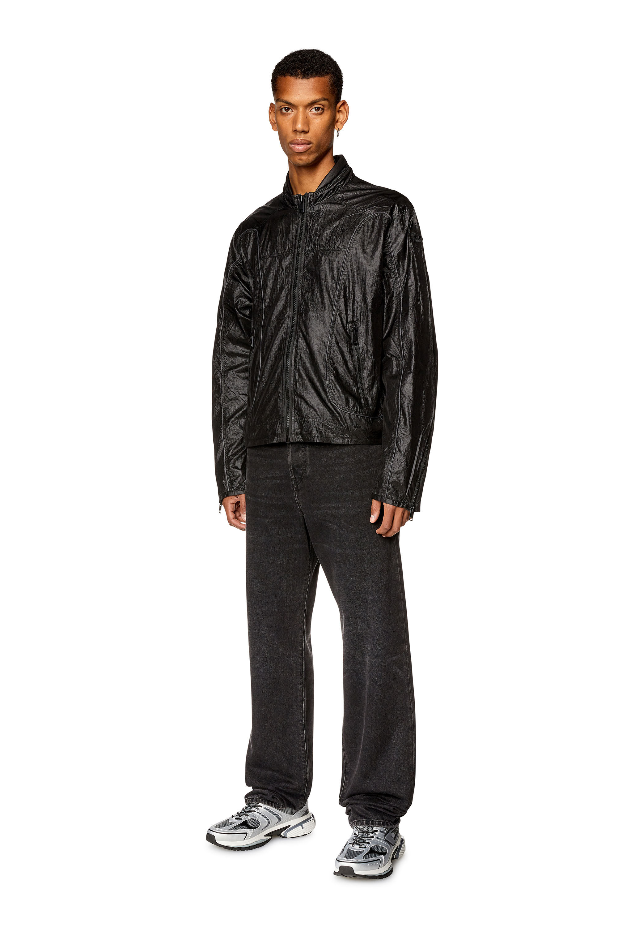 Diesel - J-BLINKID-A, Man Nylon jacket with contrast detailing in Black - Image 1