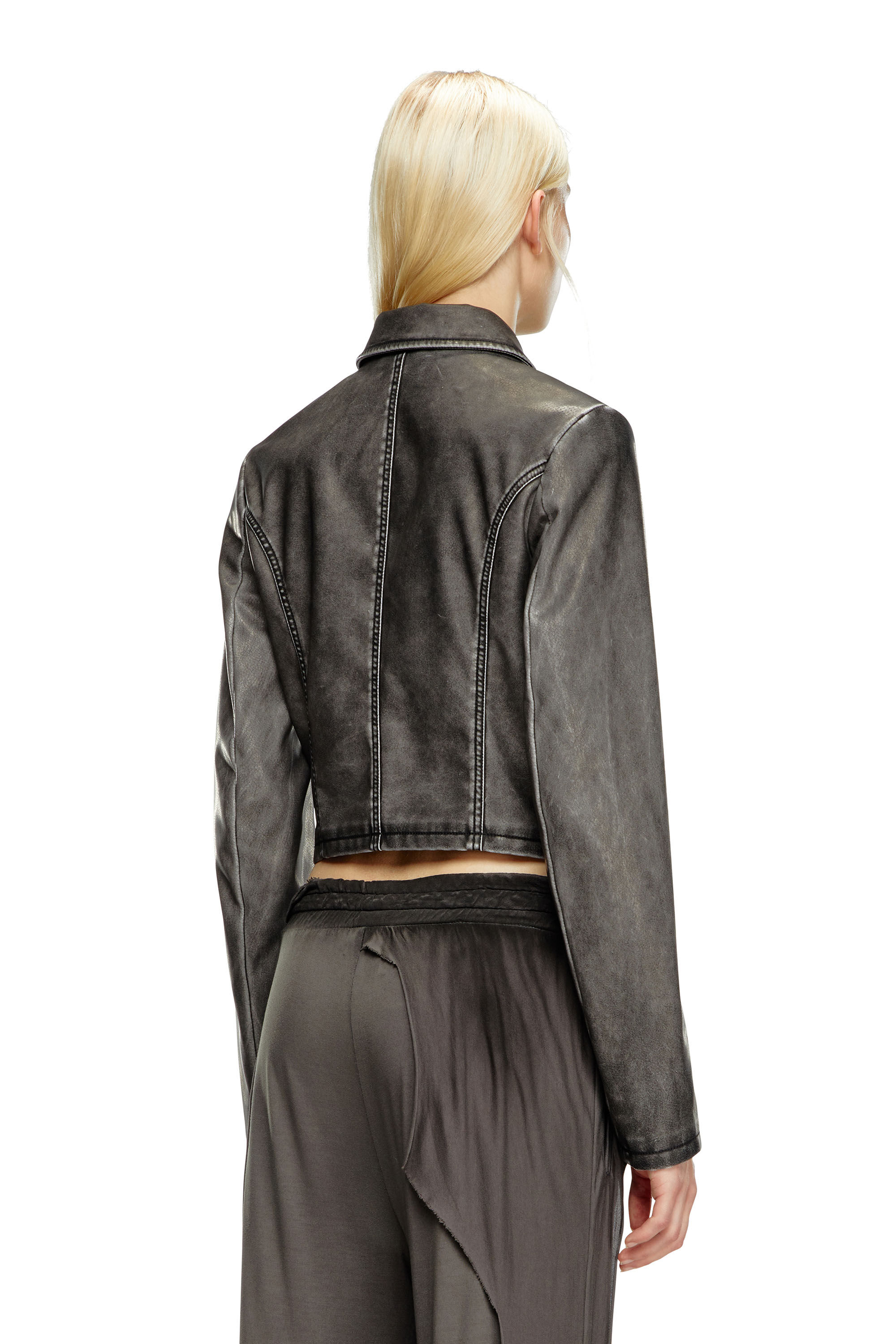 Diesel - G-OTA, Woman Cropped jacket in washed tech fabric in Black - Image 4