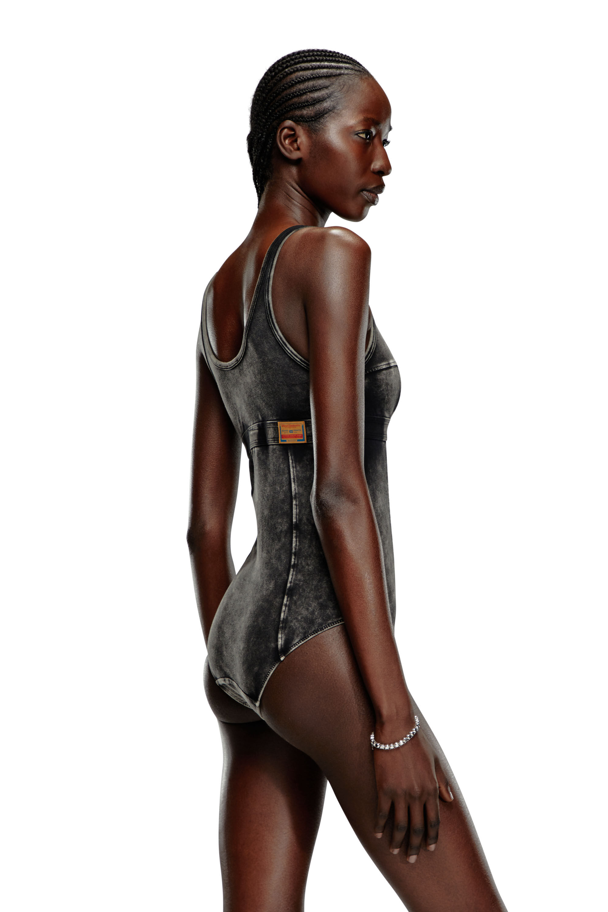Diesel - UFBY-SELIMA, Woman Bodysuit in denim-effect jersey in Black - Image 4