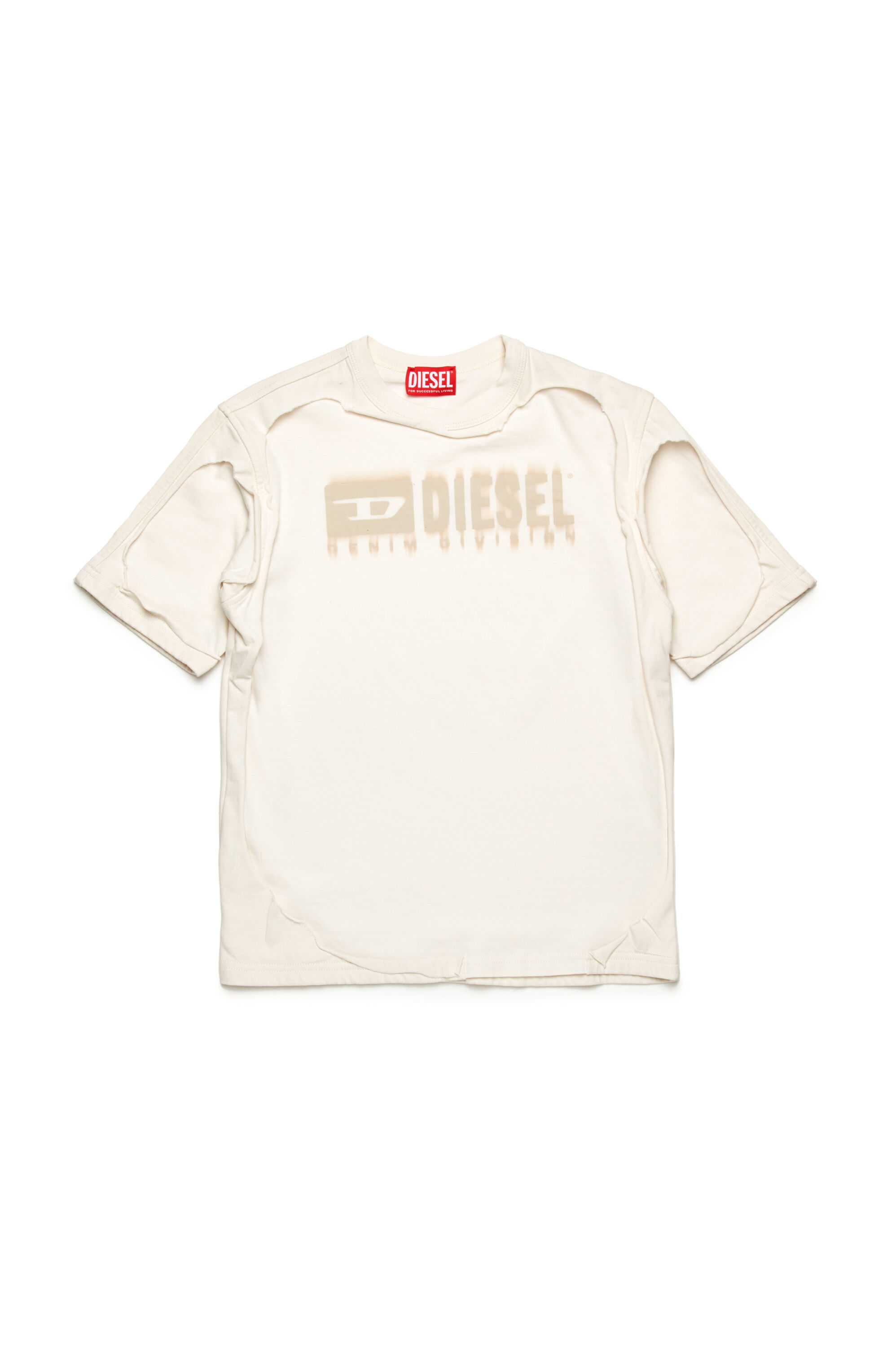 Diesel - TBOXTDBL OVER, T-shirt effetto peel-off con logo dégradé Uomo in Bianco - 1