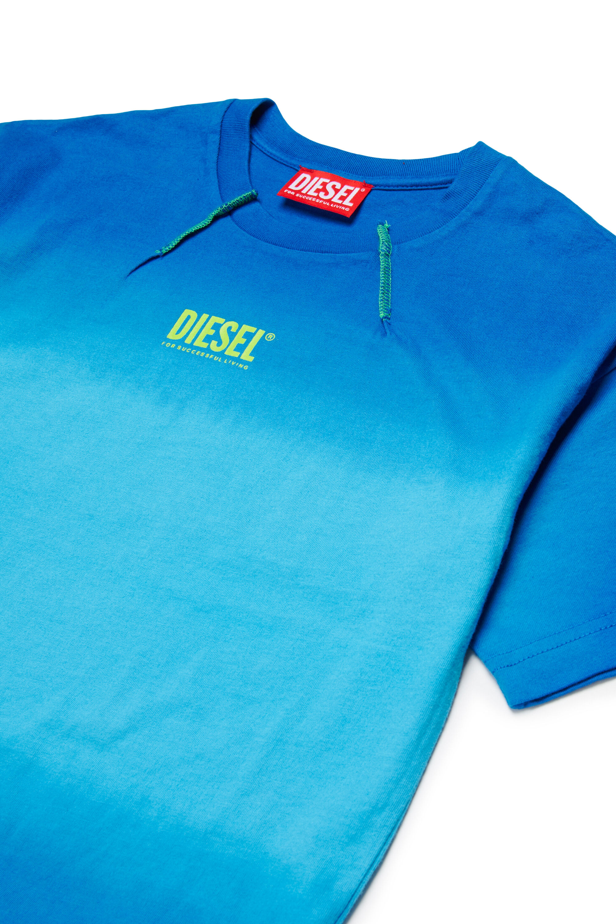 Diesel - TSHADE OVER, T-shirt in cotone con lavaggio sfumato Uomo in Blu - 3