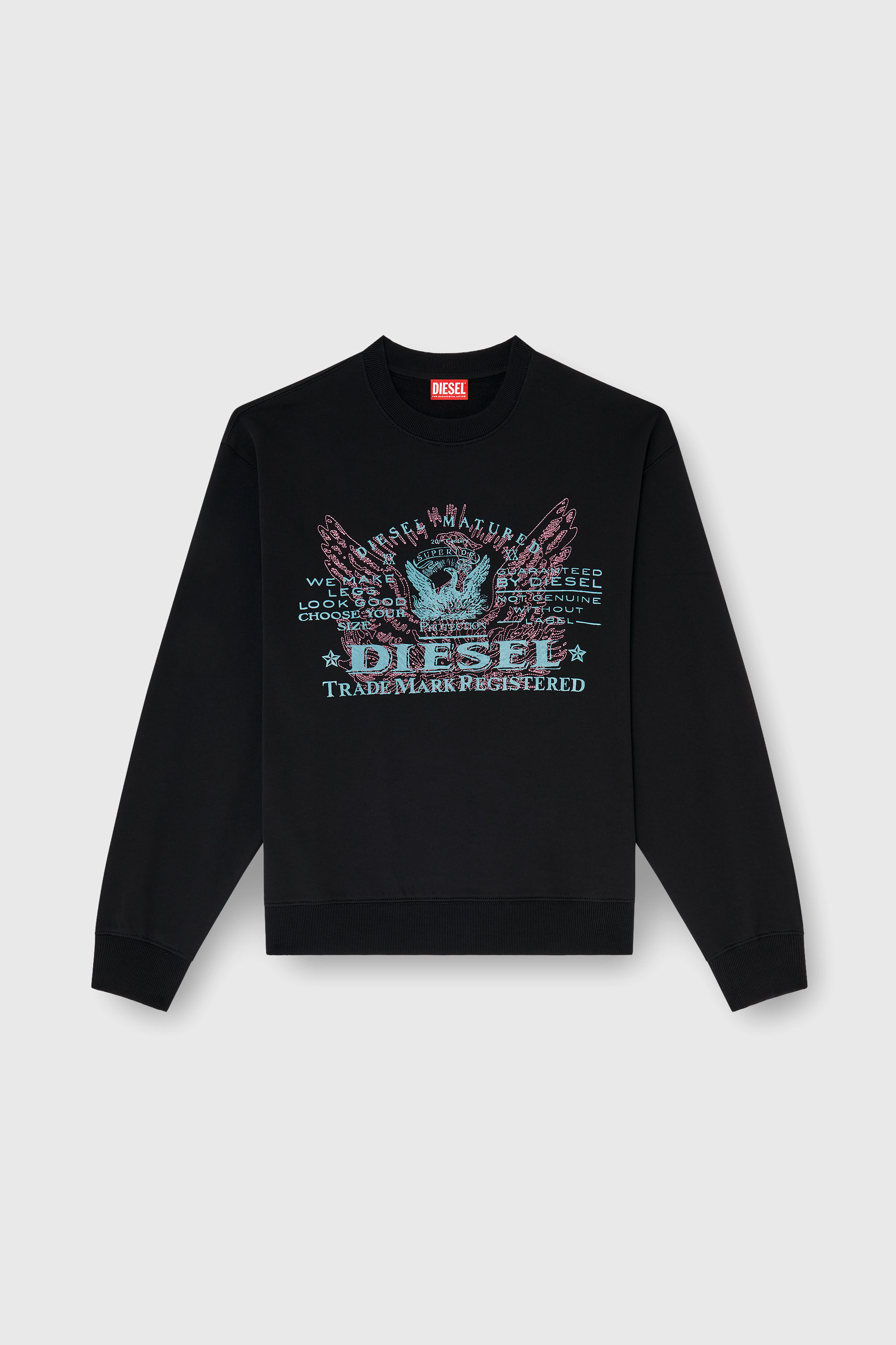 Diesel - S-LUK-R-FEN-T92, Felpa in cotone con stampa grafica Uomo in Nero - 2