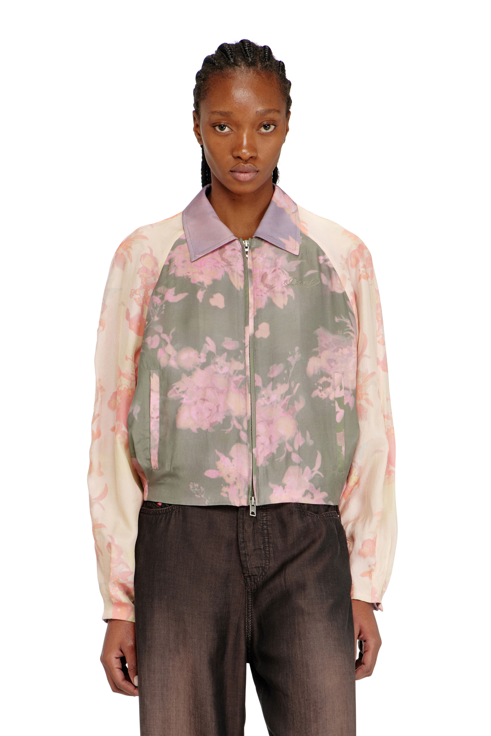 Diesel - G-ALENA, Giacca bomber floreale in acetato stropicciato Donna in Multicolor - 3
