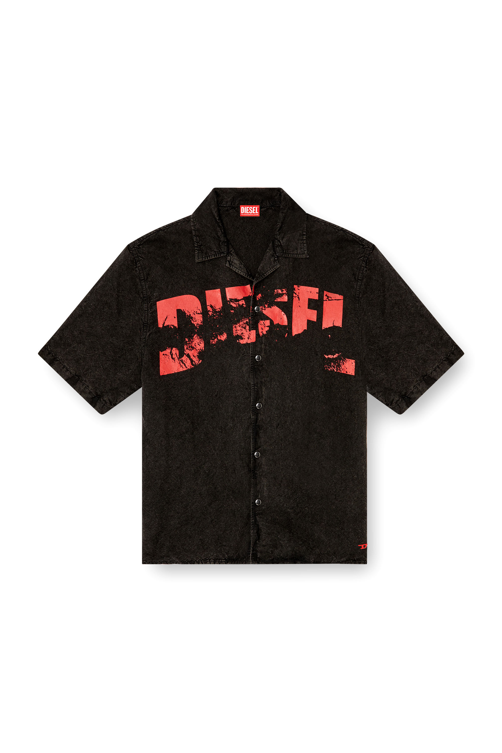 Diesel - CHARLES-D-POP, Camicia da mare in misto lino Uomo in Nero - 4