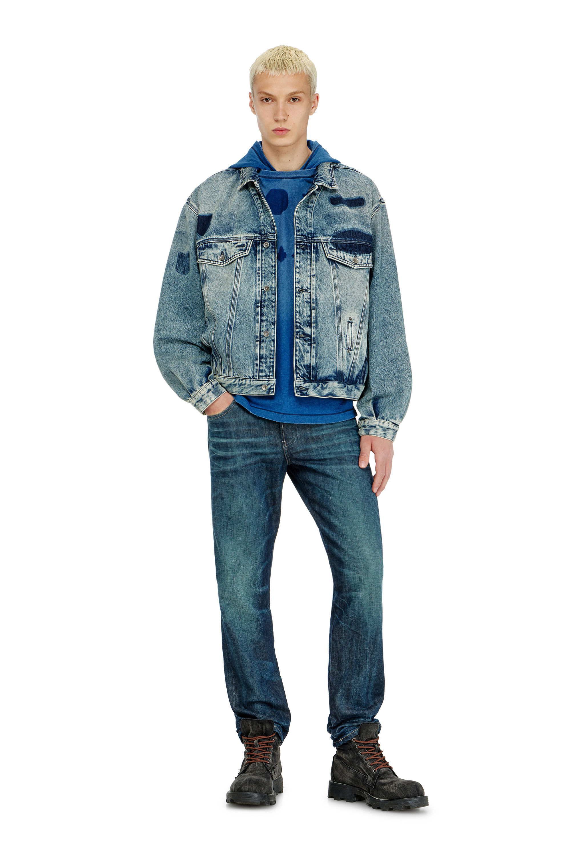 Diesel - D-DENVER-S2, Giacca trucker con effetto patch Unisex in Blu - 1