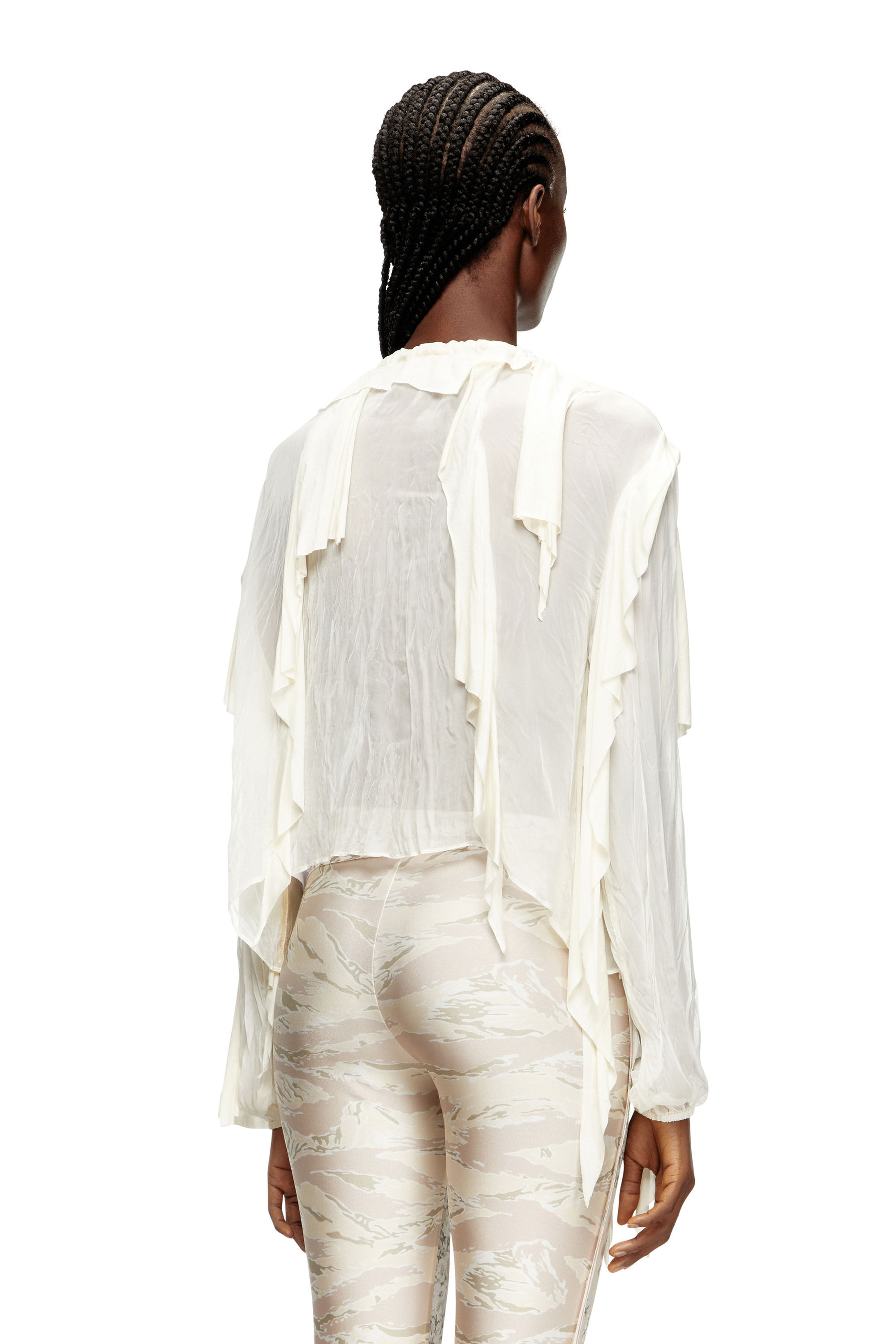 Diesel - C-LASSY, Blusa con balze in mussola crinkle Donna in Bianco - 4