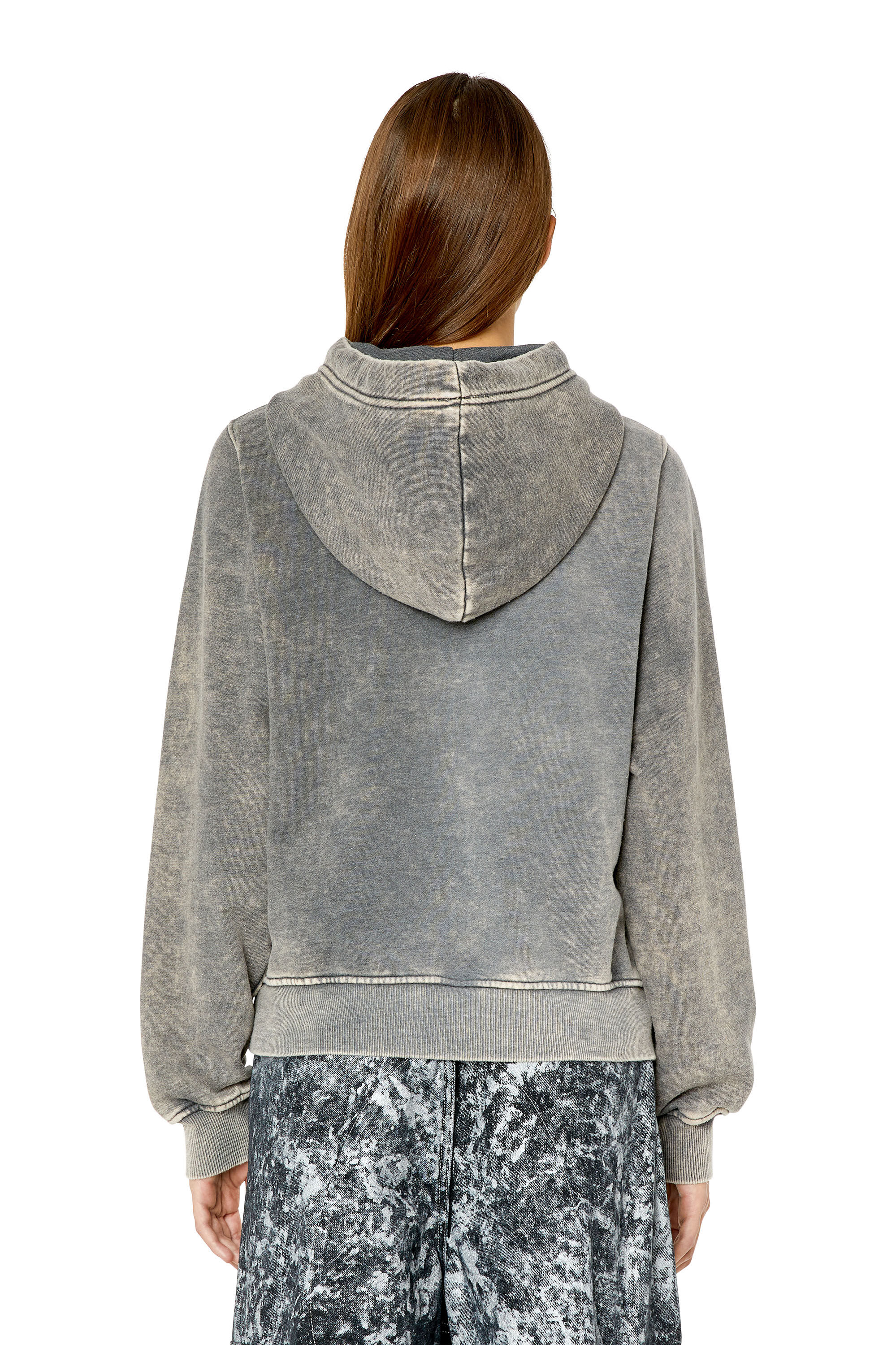 Diesel - F-REGGY-HOOD-G2, Felpa con cappuccio e logo stampato a iniezione Donna in Grigio - 4