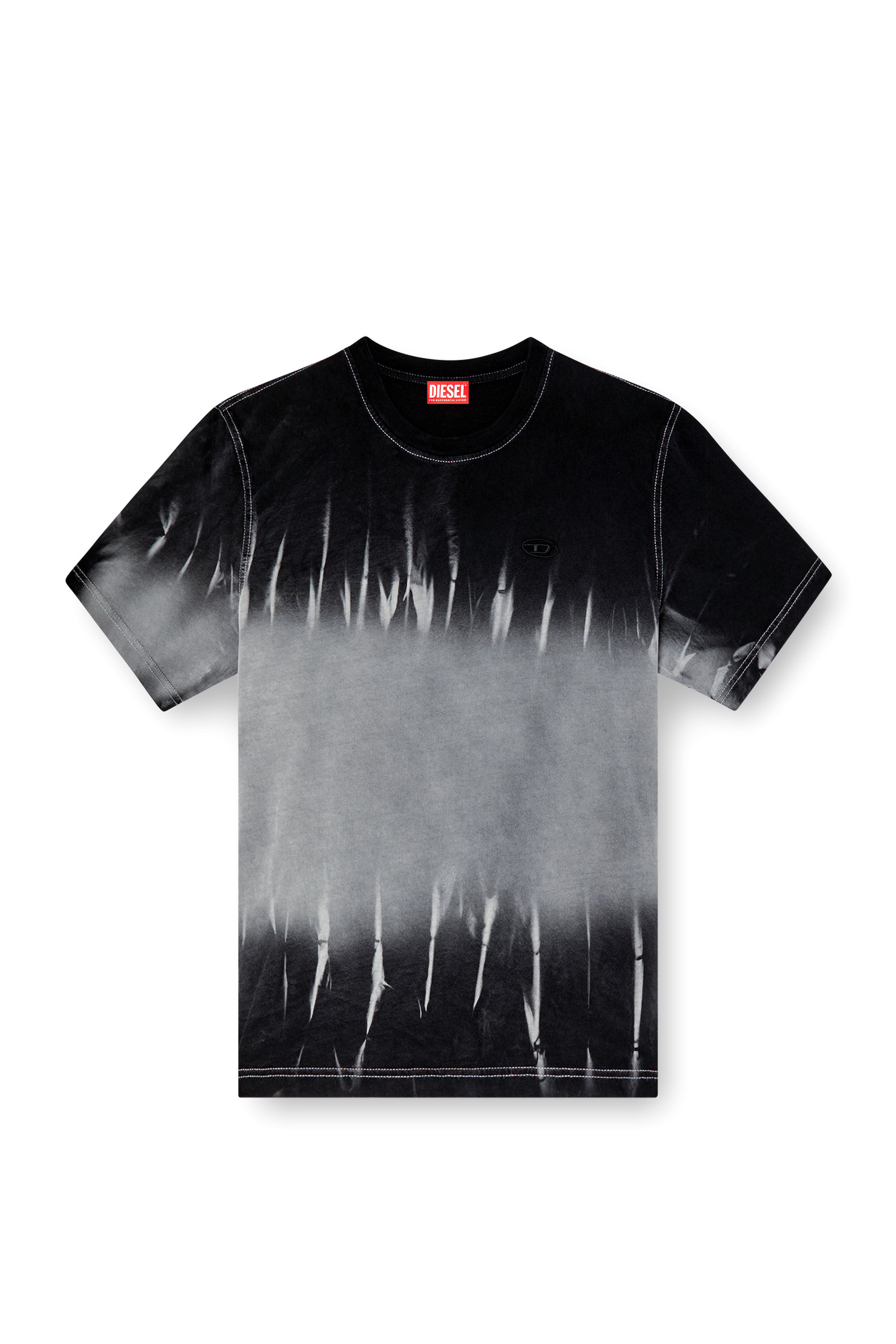 Men's Tie-dye T-shirt with logo embroidery | Black | Diesel