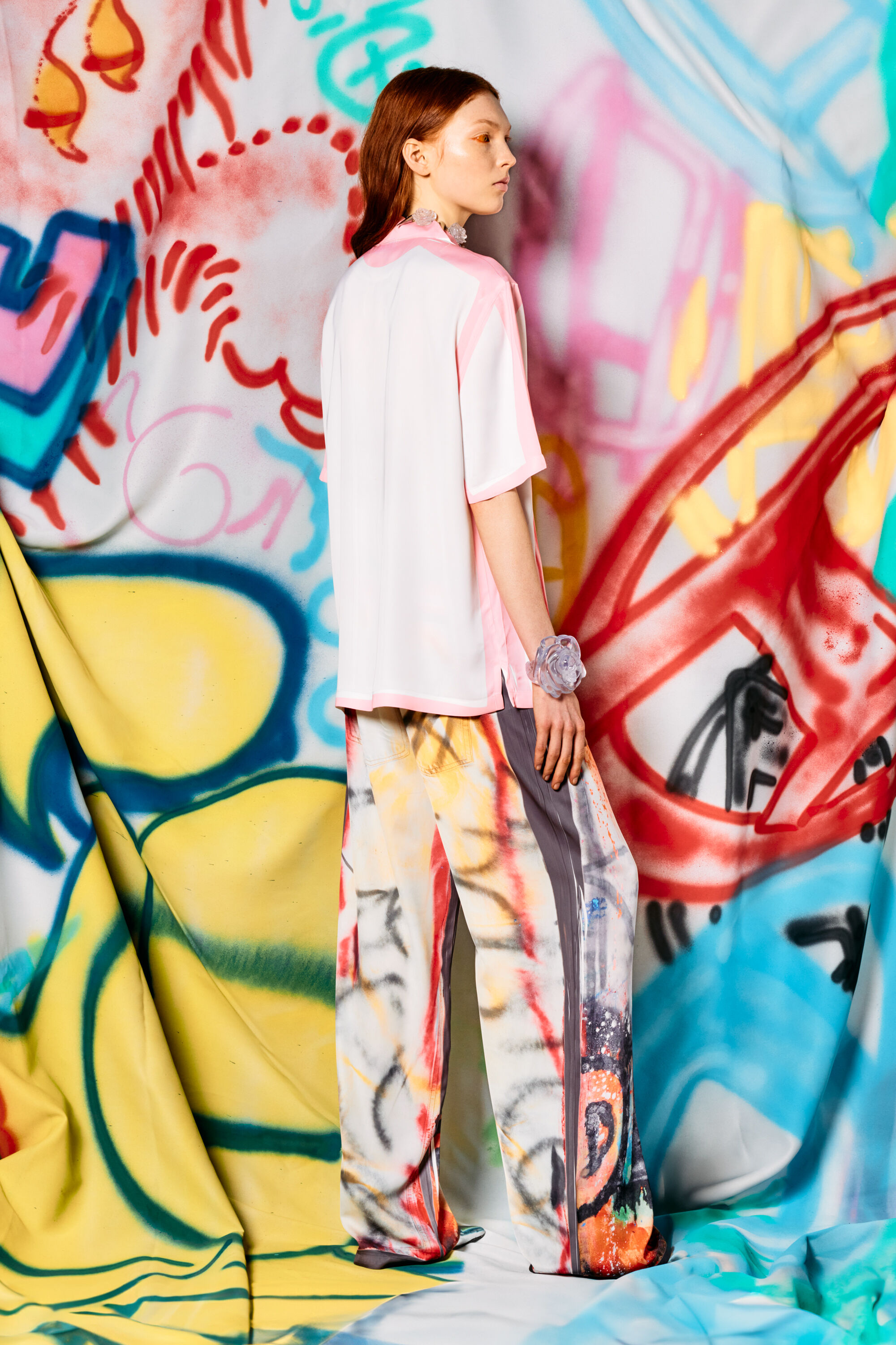 Diesel - C-PAROSHORT-GRAFFITI-FRA, Camicia bowling in raso con logo graffiti Unisex in Multicolor - 5
