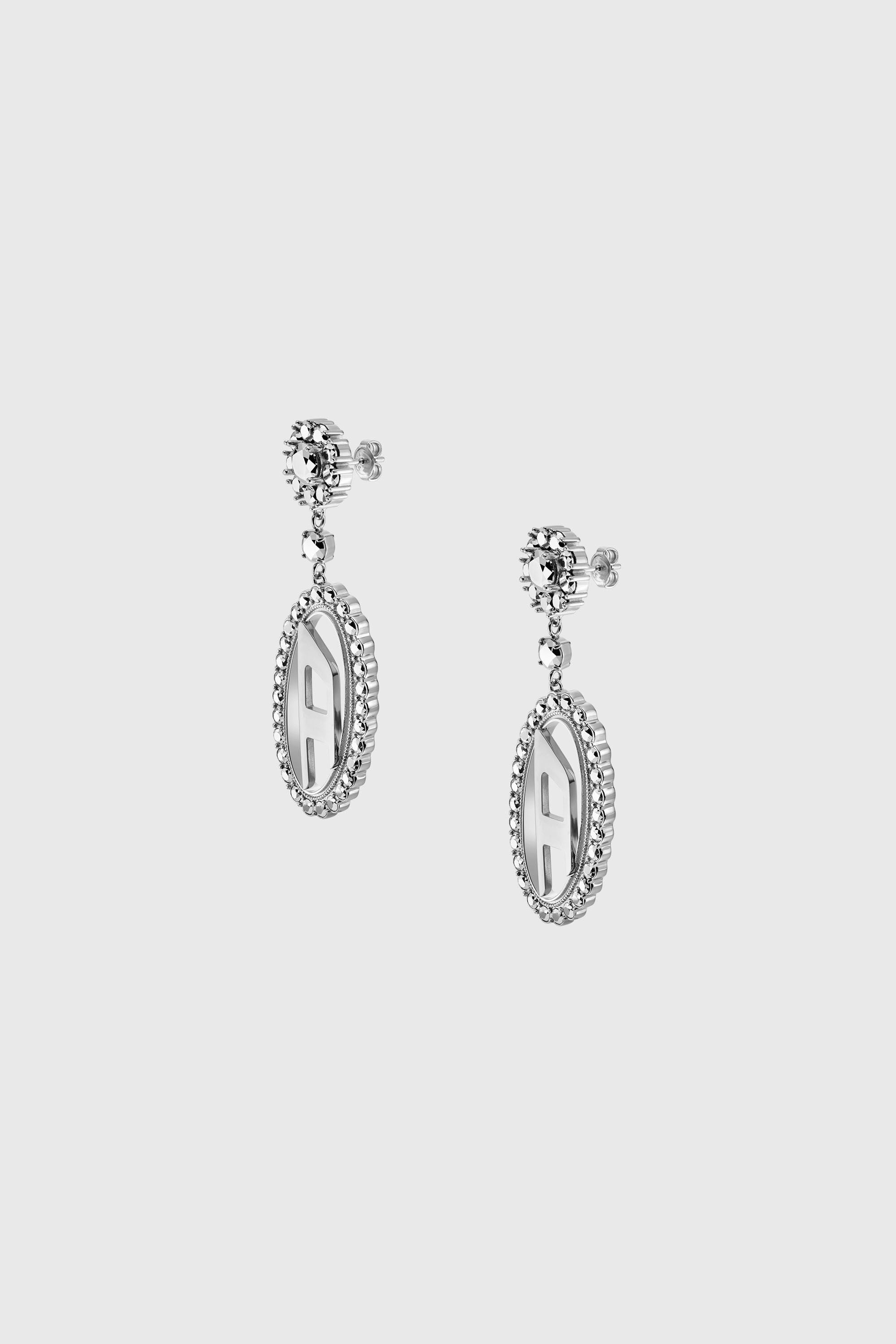 Diesel - DX1751040, Unisex's Stainless steel pave drop earrings in Silver - 1
