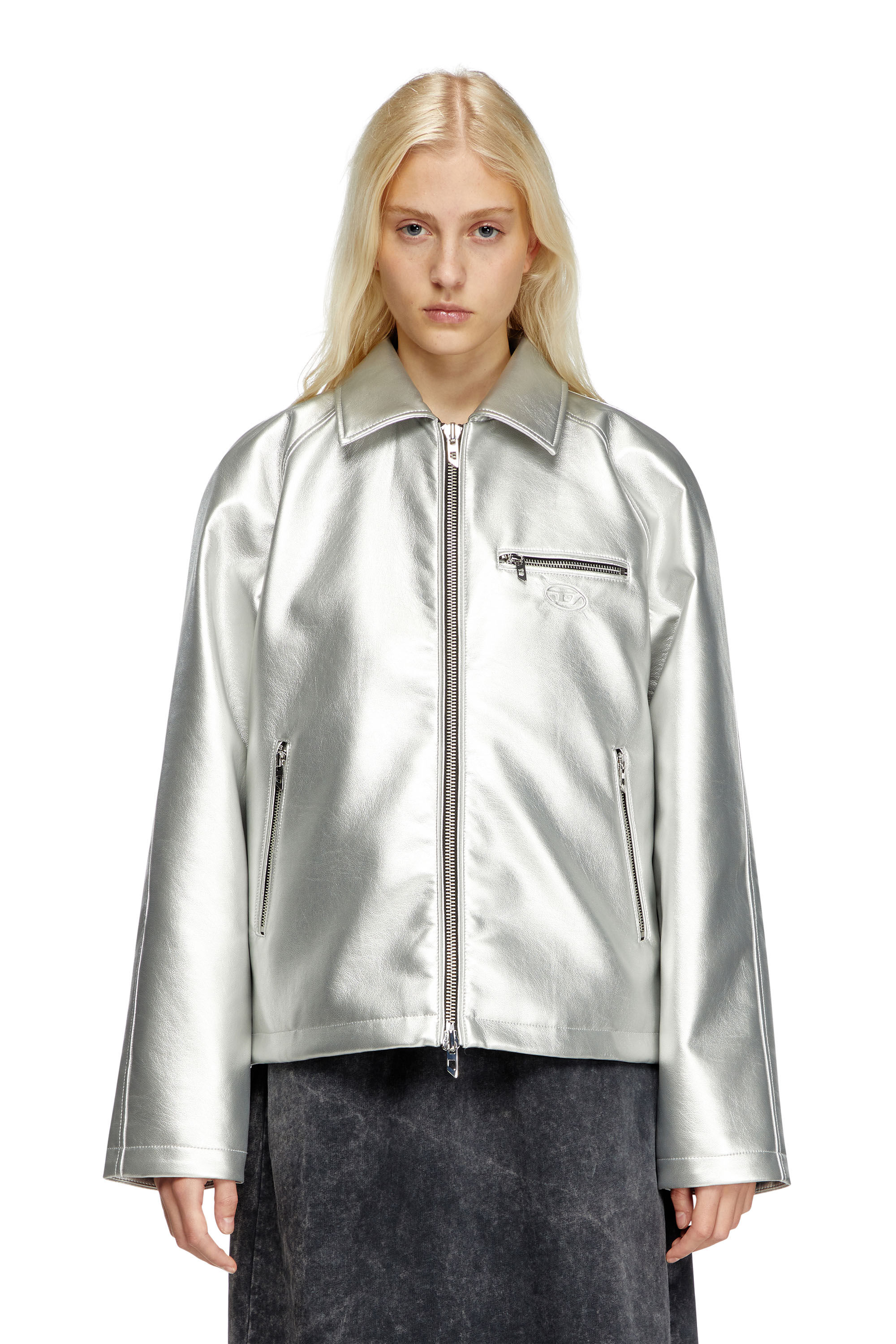 Diesel - J-THOME, Giacca sportiva metallizzata Unisex in Argento - 7