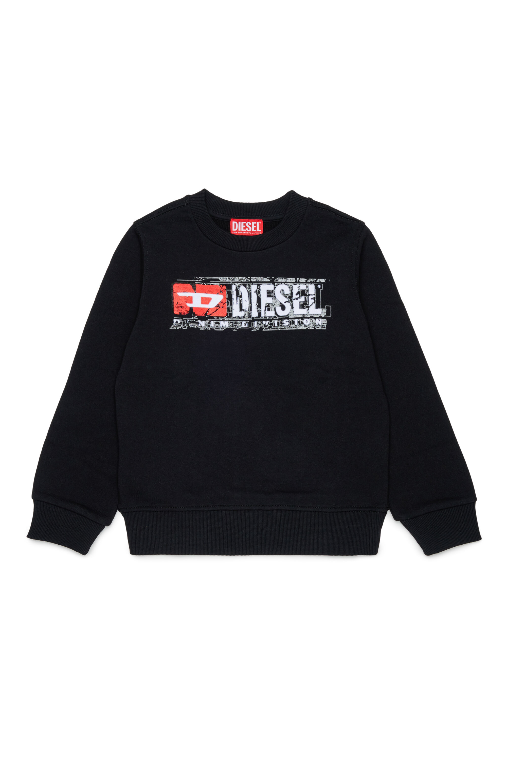 Diesel - SLOMIX, Felpa con logo effetto distressed Uomo in Nero - 1