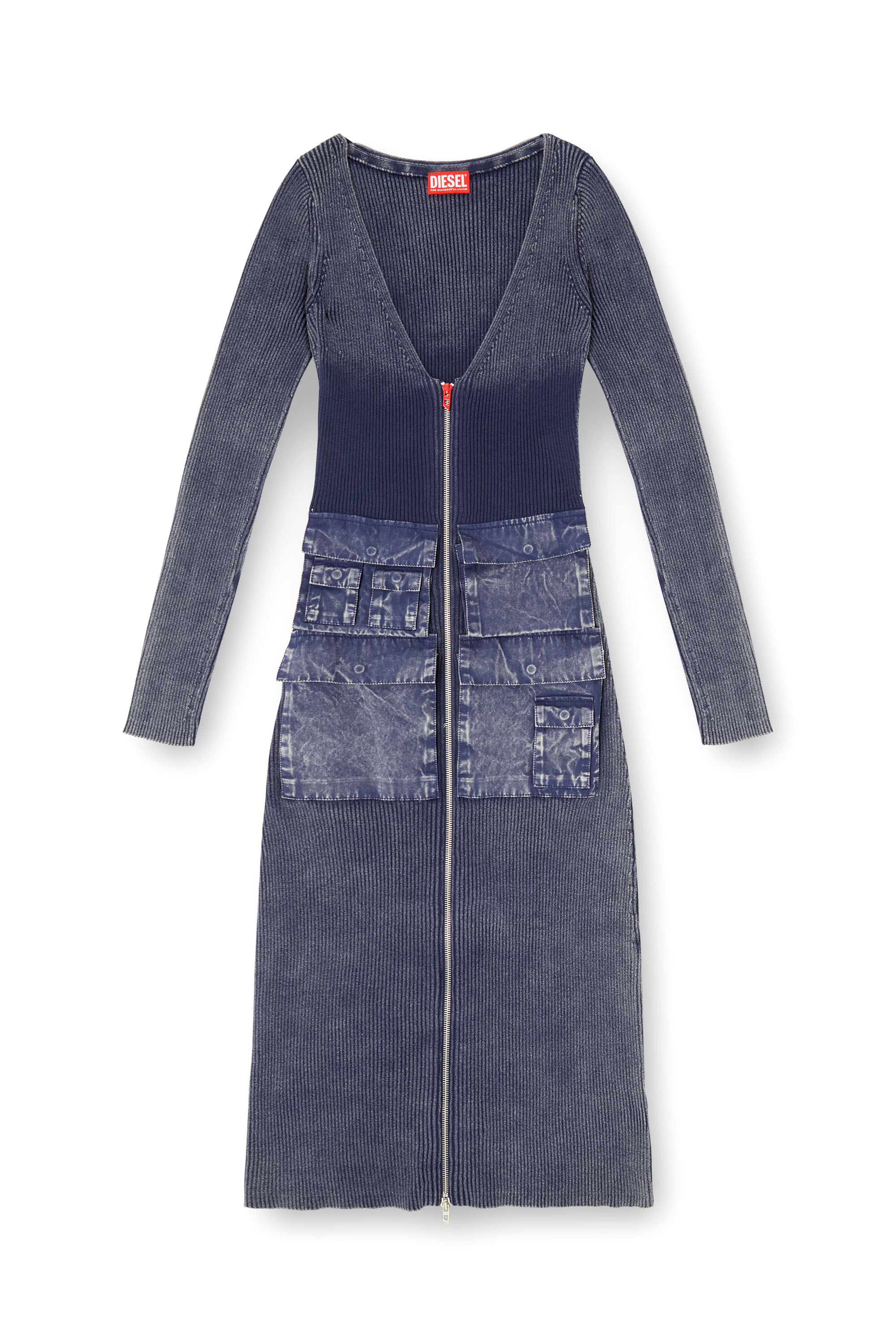 Diesel - M-MELTI-LS, Abito midi a costine effetto denim Donna in ToBeDefined - 2