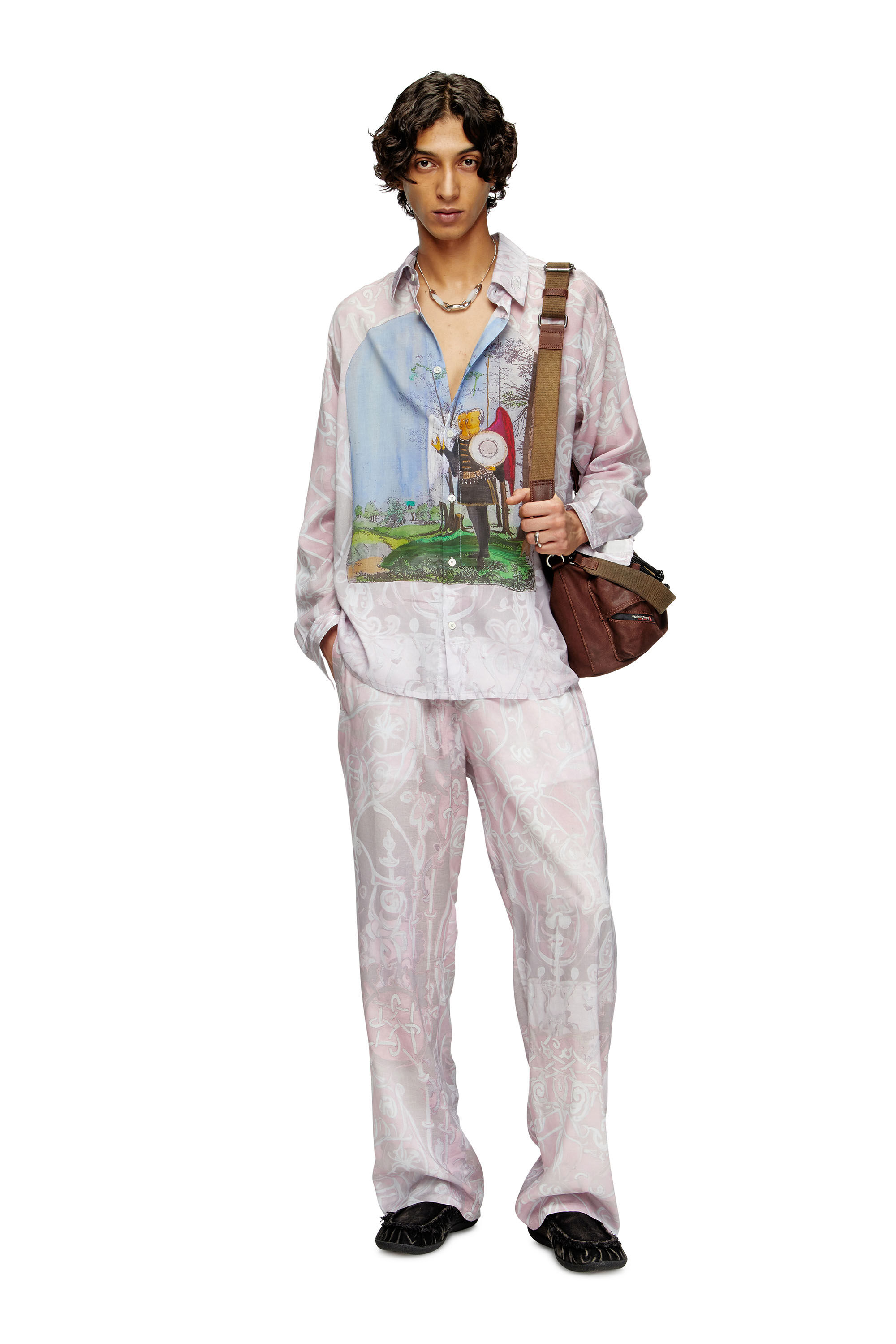 Diesel - P-THECK-A-AJFW, Pantaloni tuta con stampa medievale Unisex in Rosa - 1