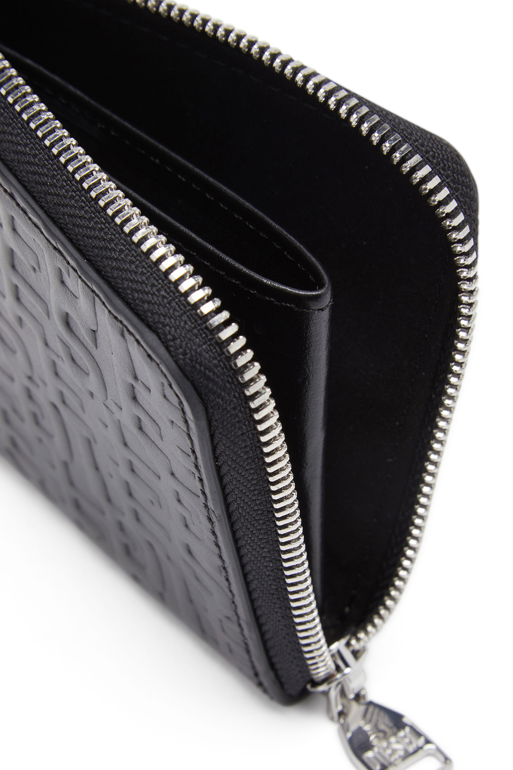 Portafoglio da uomo con zip in pelle con monogramma Diesel