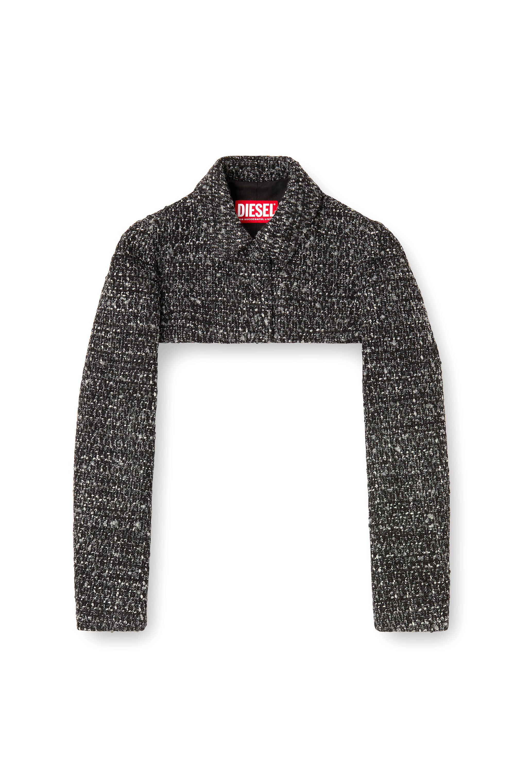 Diesel - G-ANNE, Giacca bouclé con orlo ultra-crop. Donna in Nero - 2