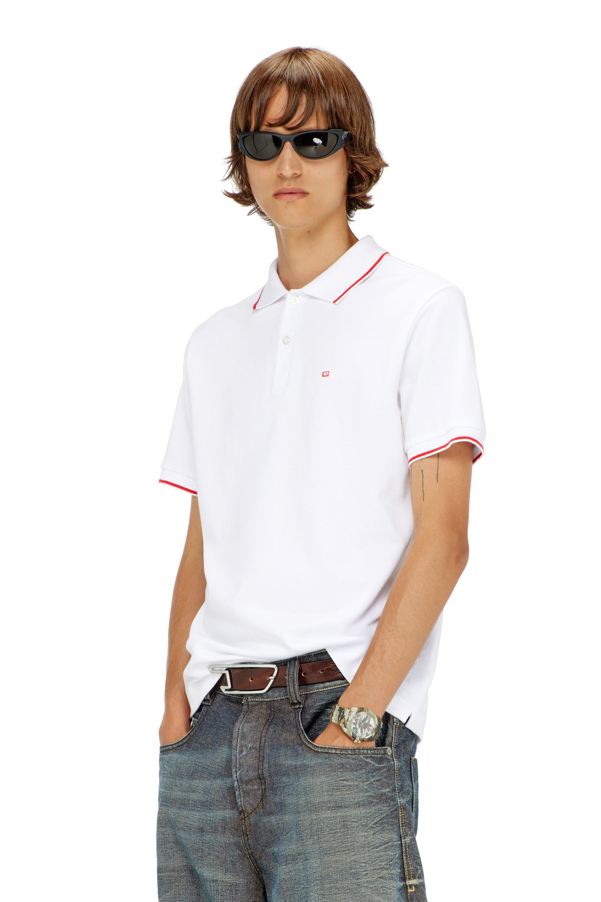 Diesel - T-FERRY-MICRODIV, Polo con micro ricamo Diesel Uomo in Bianco - 3