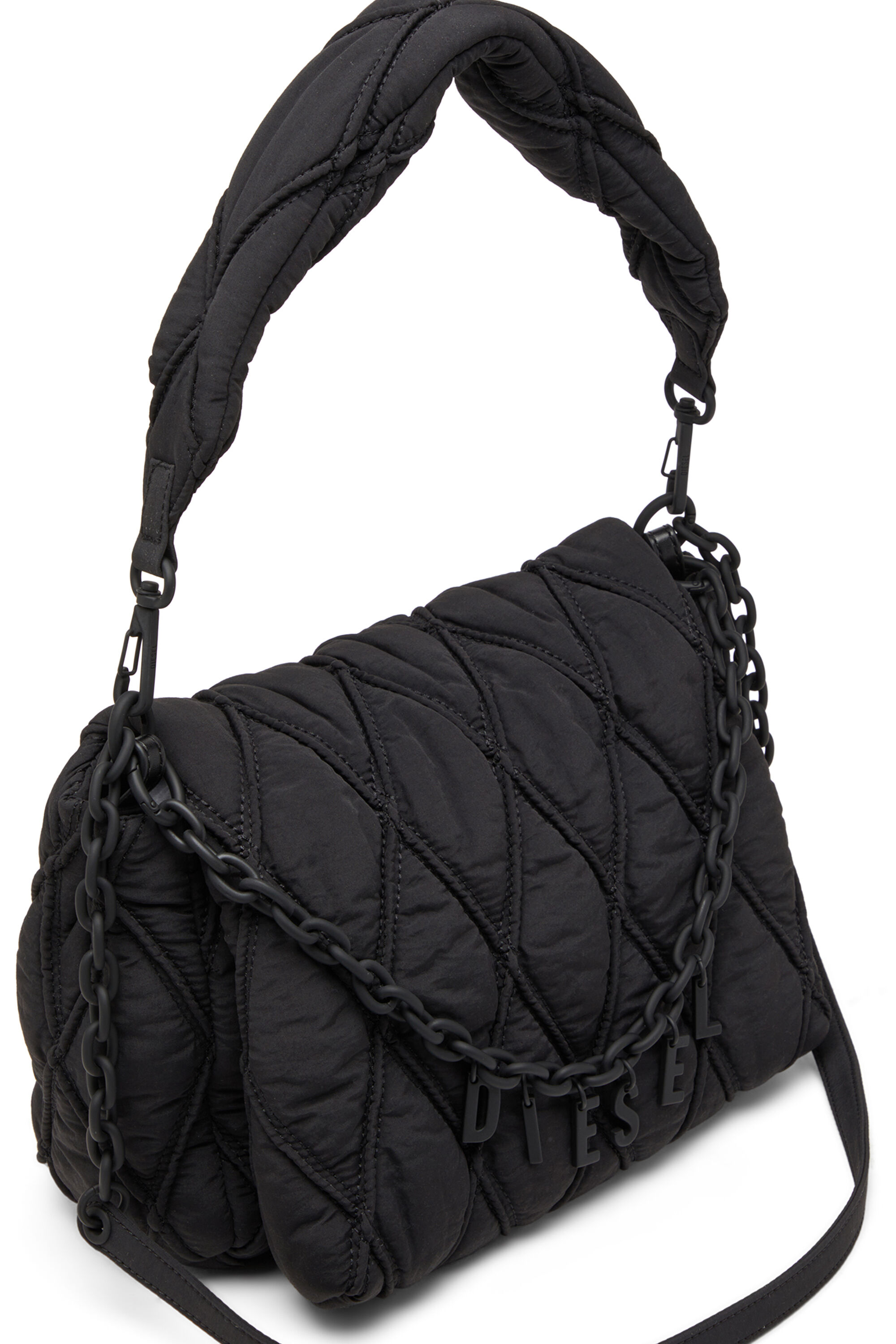 Diesel - CHARM-D SHOULDER M, Charm-D-M-Borsa a spalla in nylon trapuntato Donna in Nero - 5