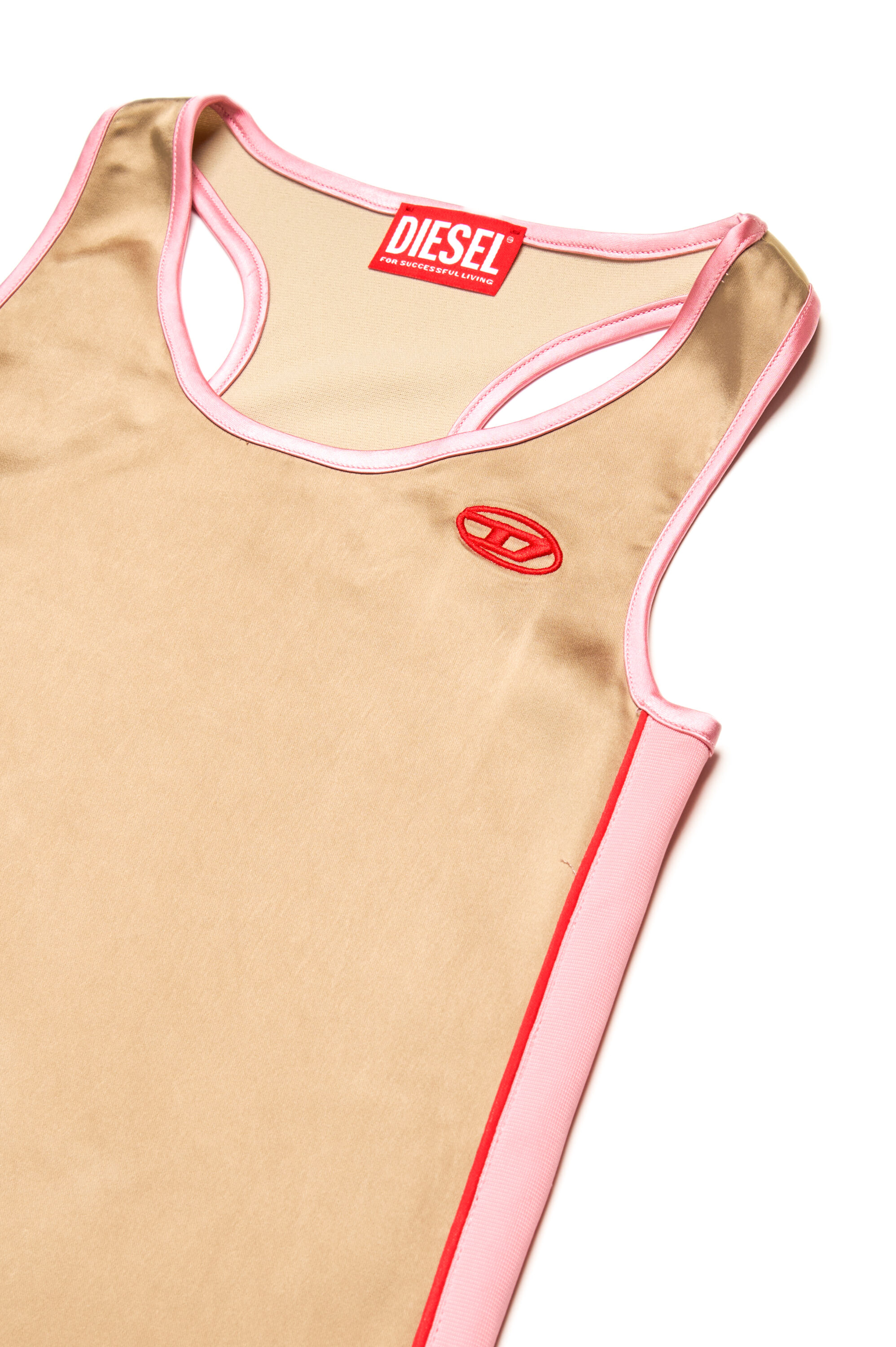Diesel - DARLYN, Abito con scollatura racer posteriore in cotone e raso Donna in Marrone - 3