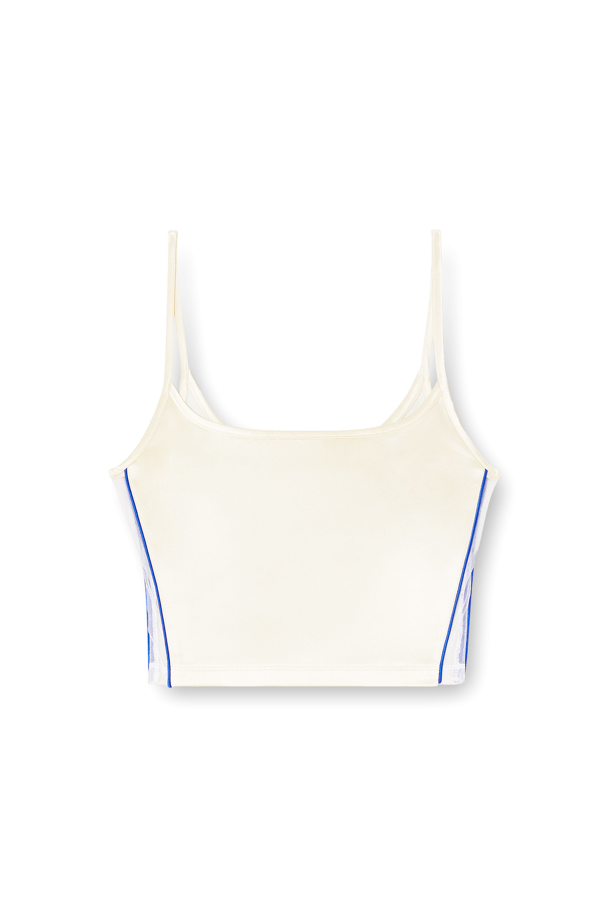 Diesel - T-RUTH, Top in raso e maglia con piping Donna in Bianco - 2