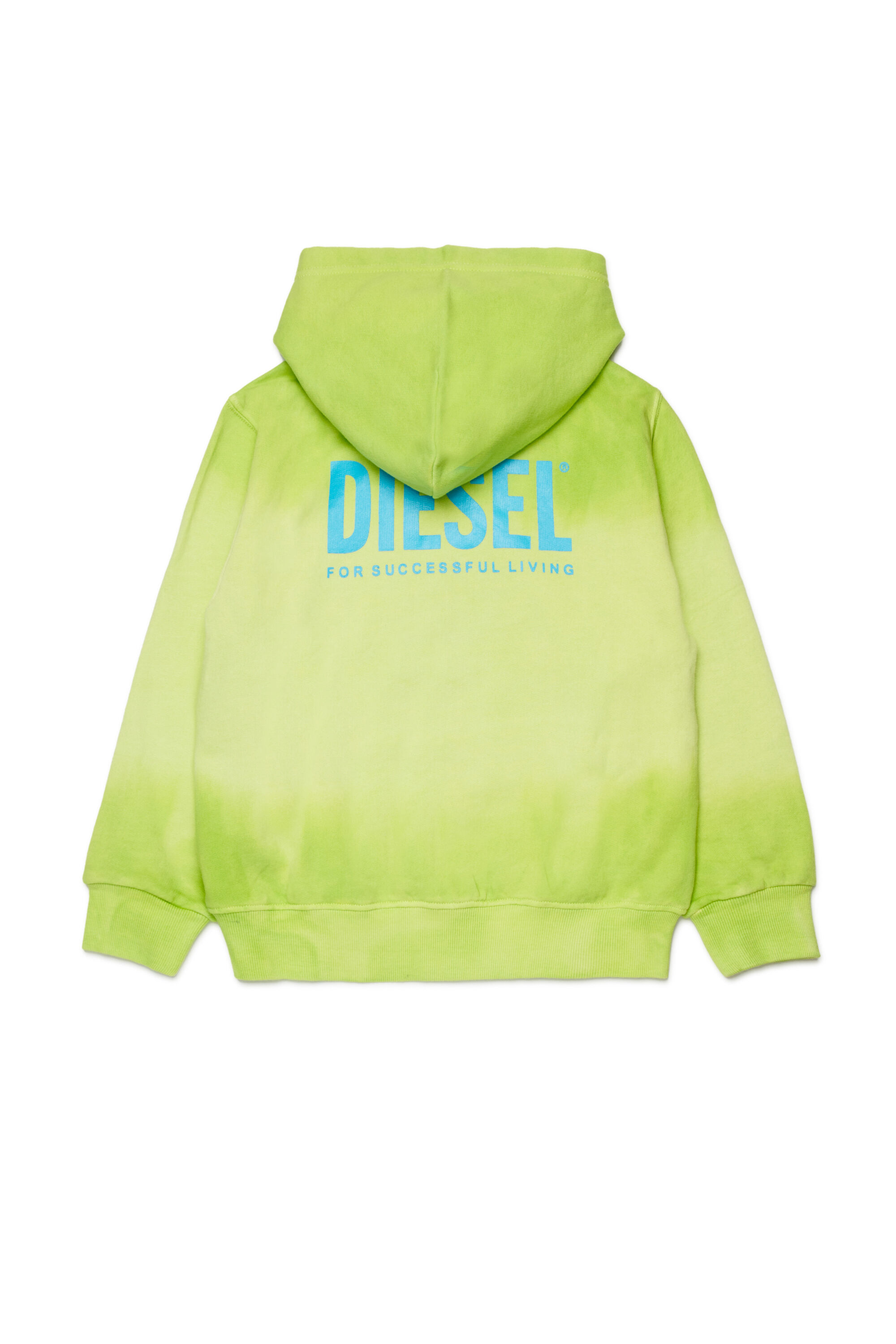 Diesel - SHADE OVER, Felpa con cappuccio sfumata con stampa del logo Uomo in Verde - 2